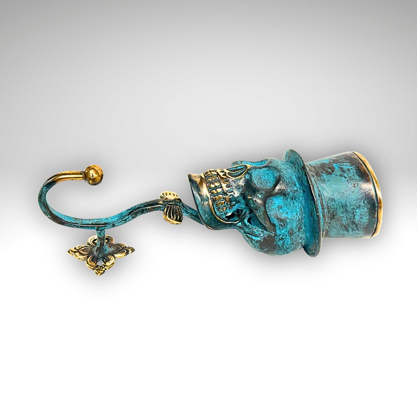 Top Hat Skull Wall Hook: Lost Wax Cast Bronze Coat Hook, Gothic Home Decor