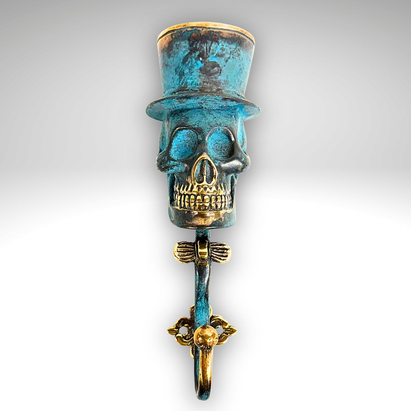 Top Hat Skull Wall Hook: Lost Wax Cast Bronze Coat Hook, Gothic Home Decor