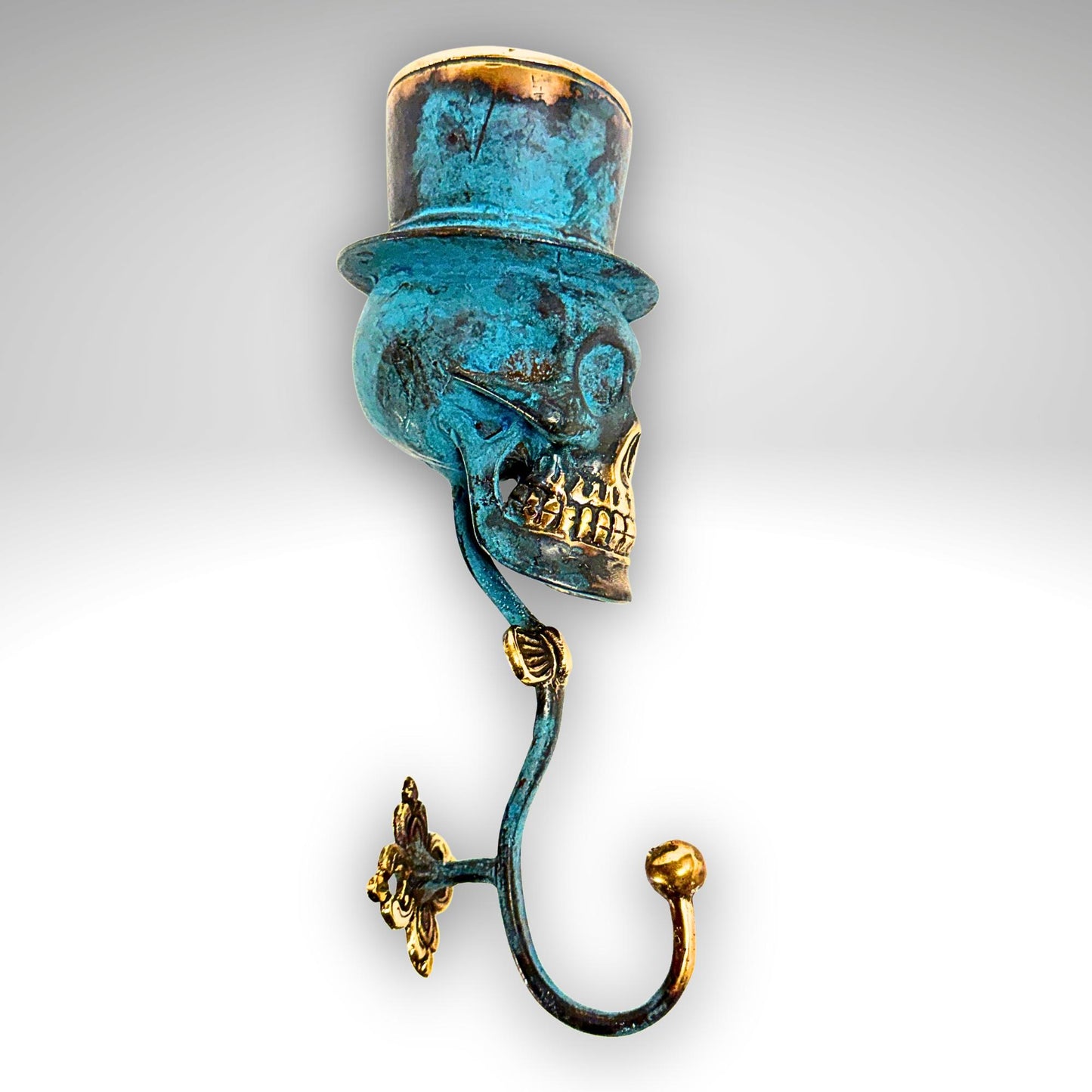 Top Hat Skull Wall Hook: Lost Wax Cast Bronze Coat Hook, Gothic Home Decor