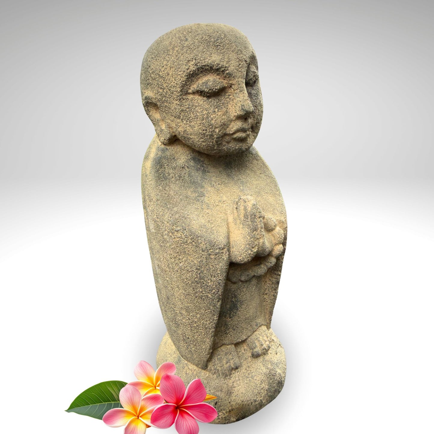 Praying Jizo Buddha Garden Statue, Protector of Children Mothers Travelers