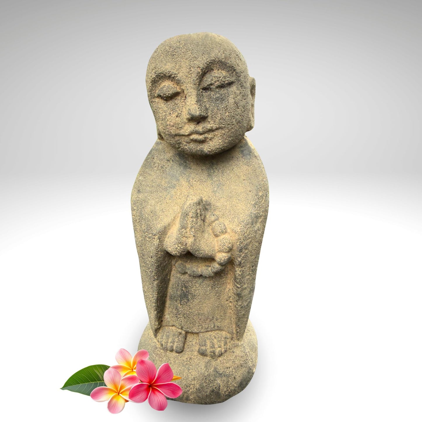Praying Jizo Buddha Garden Statue, Protector of Children Mothers Travelers