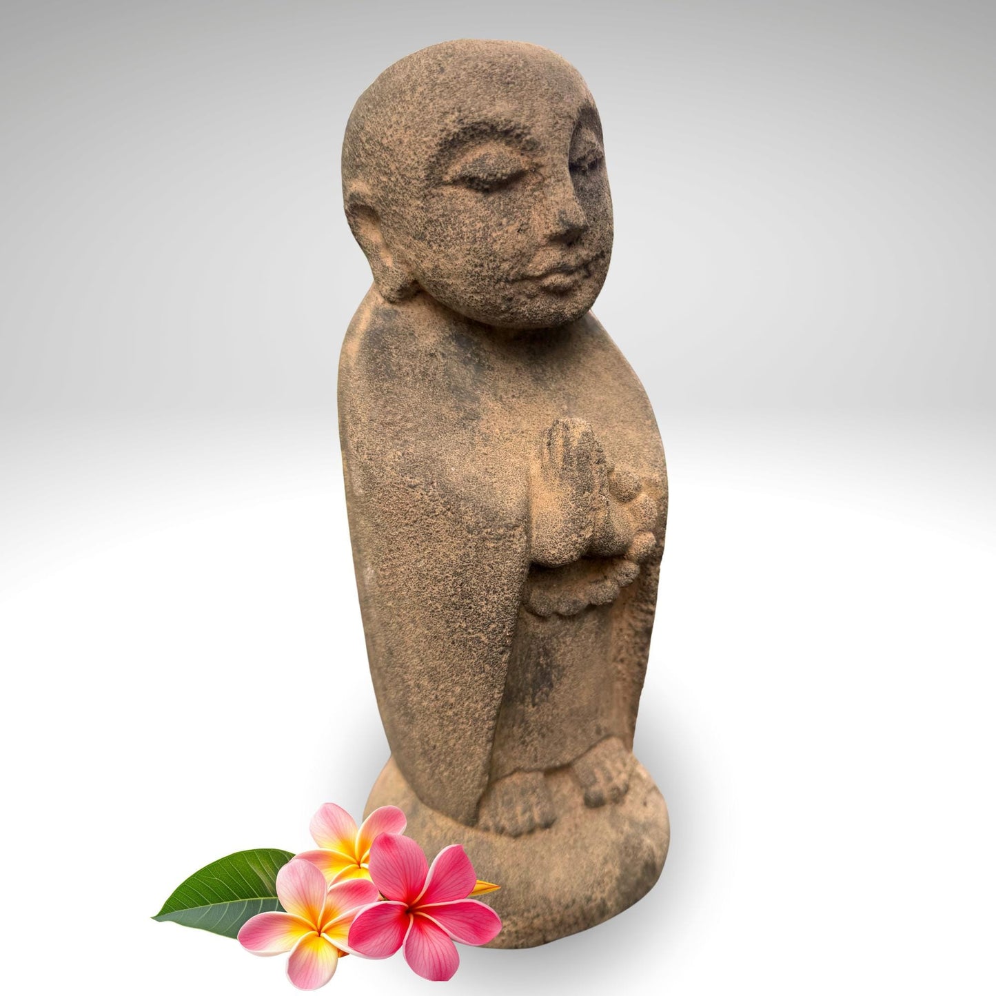 Praying Jizo Buddha Garden Statue, Protector of Children Mothers Travelers