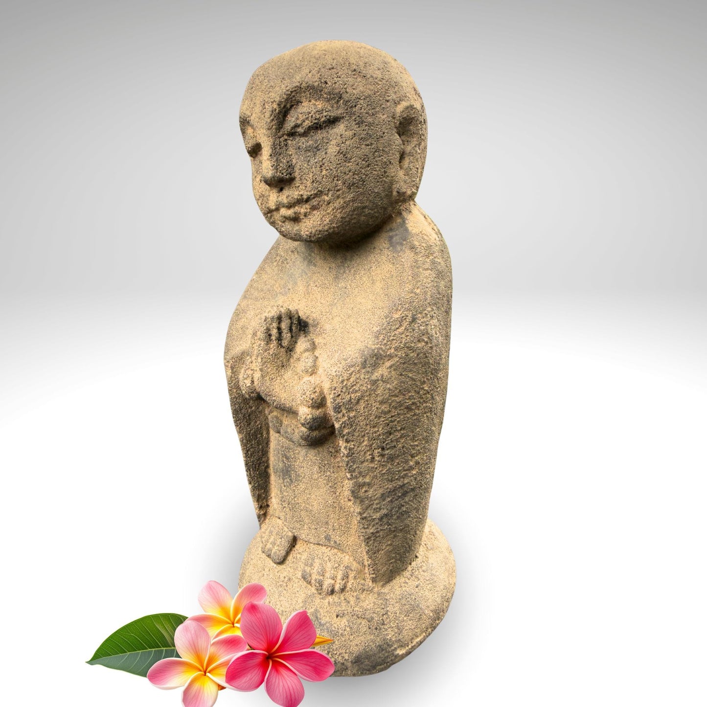 Praying Jizo Buddha Garden Statue, Protector of Children Mothers Travelers
