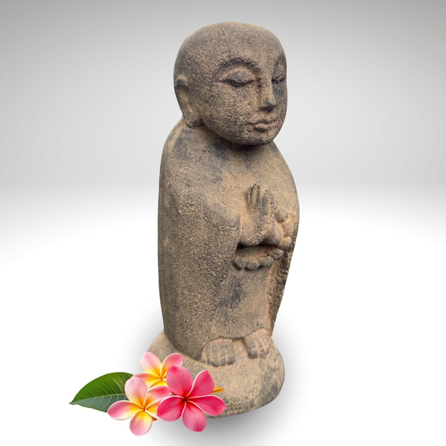 Praying Jizo Buddha Garden Statue, Protector of Children Mothers Travelers