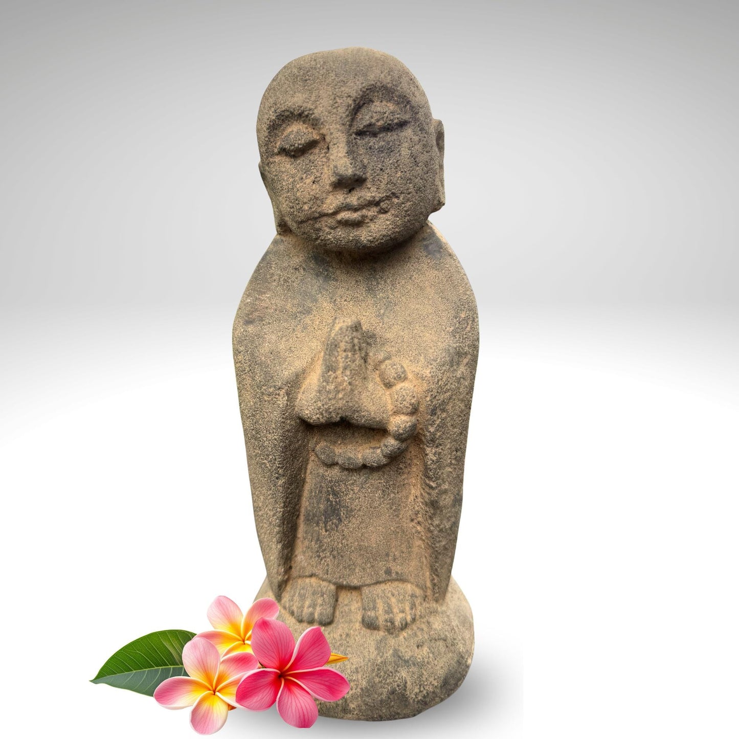Praying Jizo Buddha Garden Statue, Protector of Children Mothers Travelers