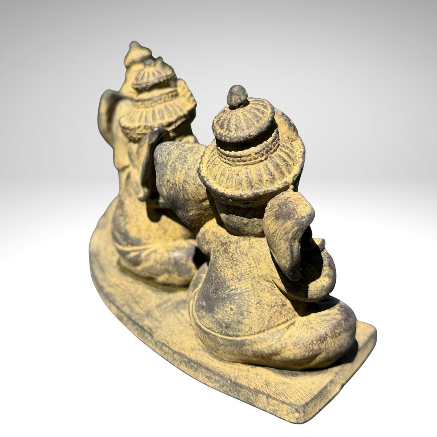 Baby Ganesha Statue: Hear See Speak no Evil, Cast Faux Stone Bali Art