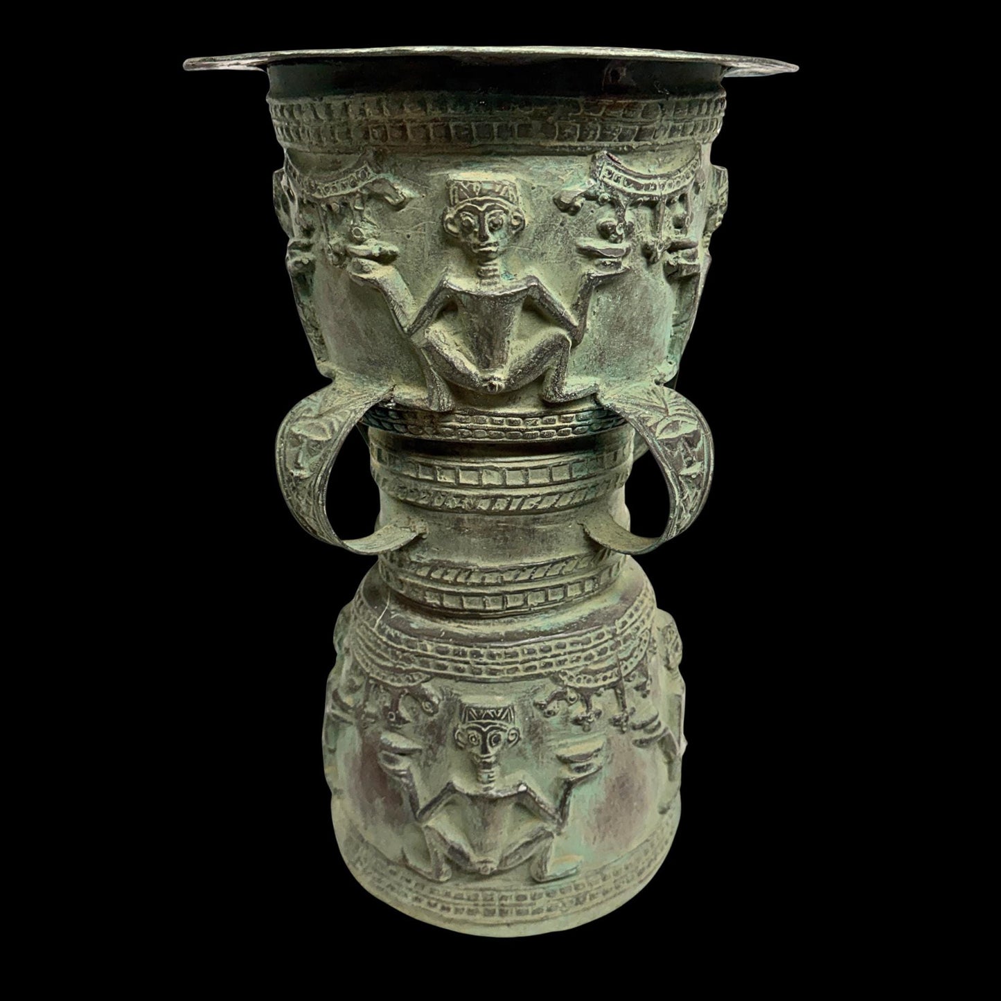 Vintage Balinese Bronze Rain Drum Side Table: Indonesian Art