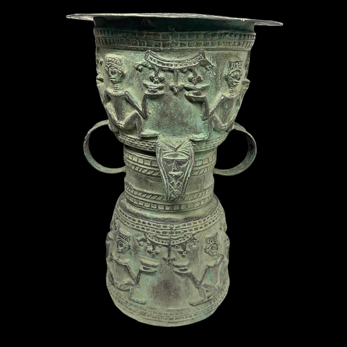 Vintage Balinese Bronze Rain Drum Side Table: Indonesian Art