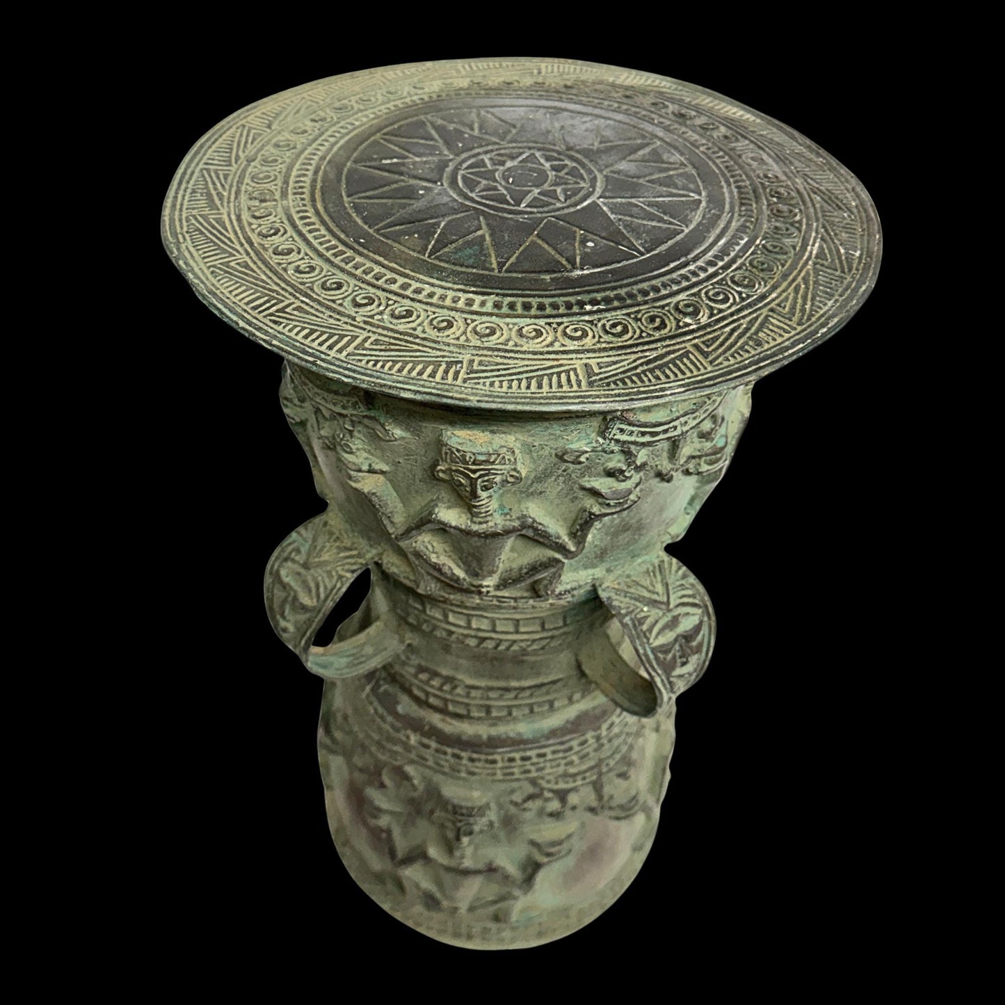Vintage Balinese Bronze Rain Drum Side Table: Indonesian Art