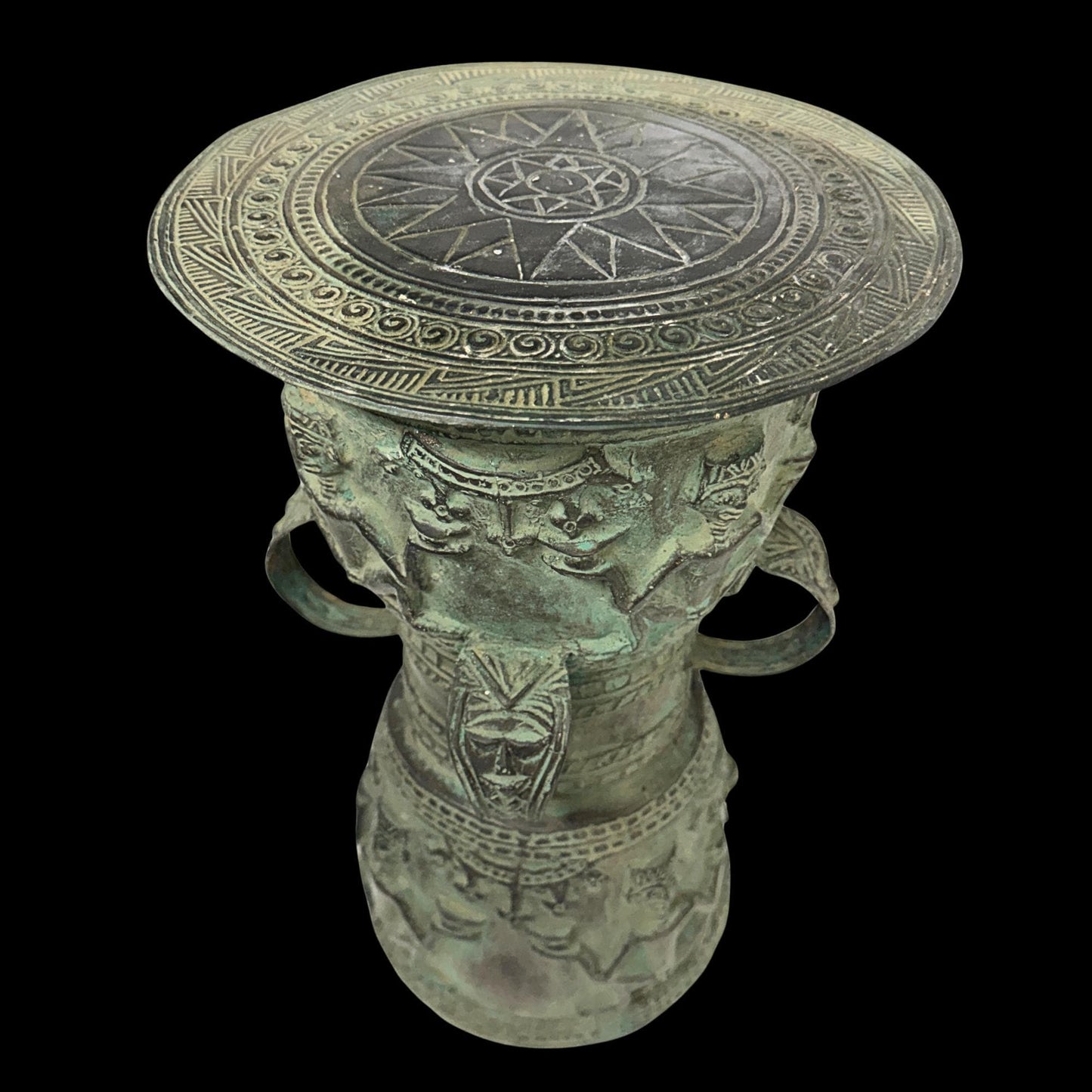 Vintage Balinese Bronze Rain Drum Side Table: Indonesian Art