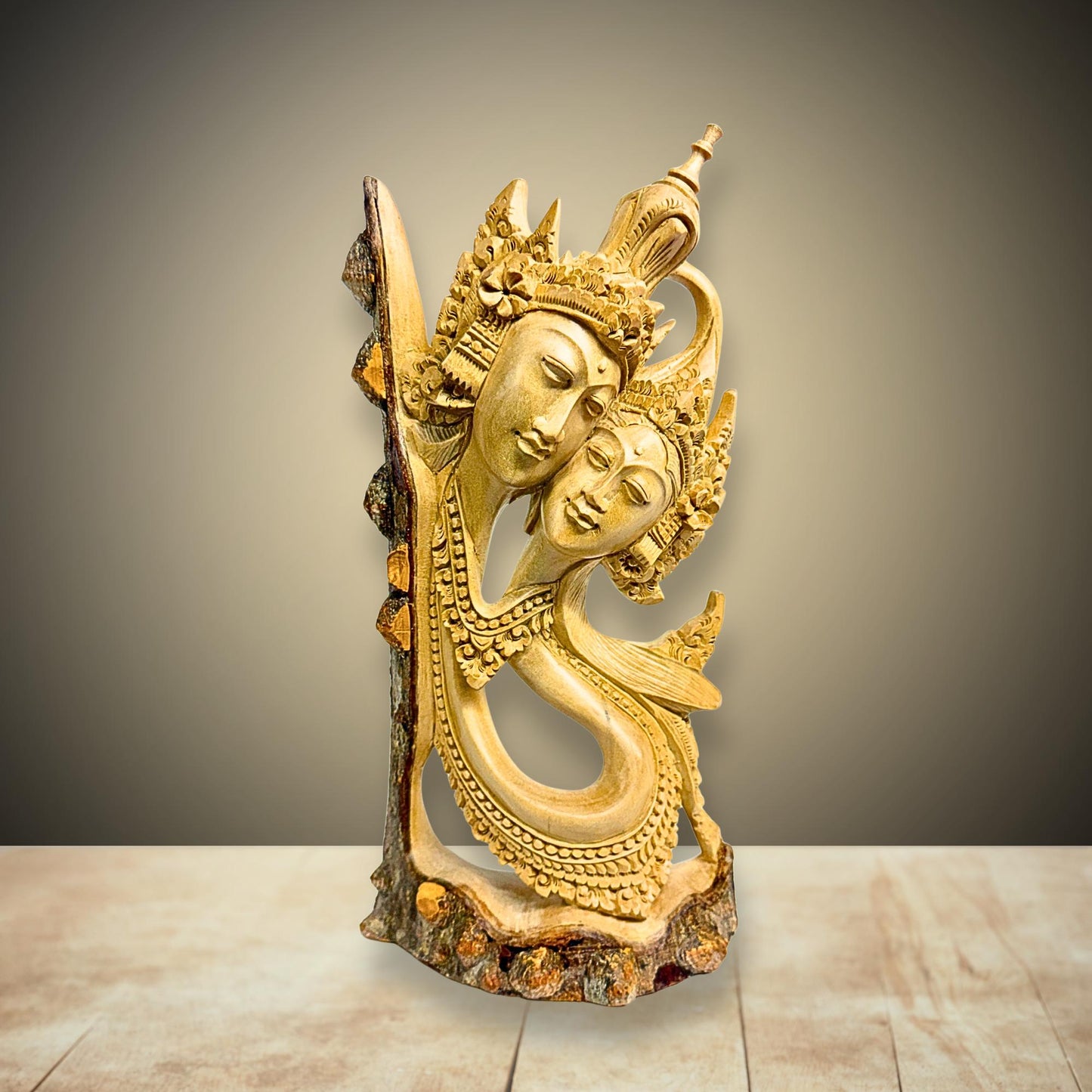 Balinese Rama Sita Lovers Statue Hand Carved Wood carving Sculpture Bali Art