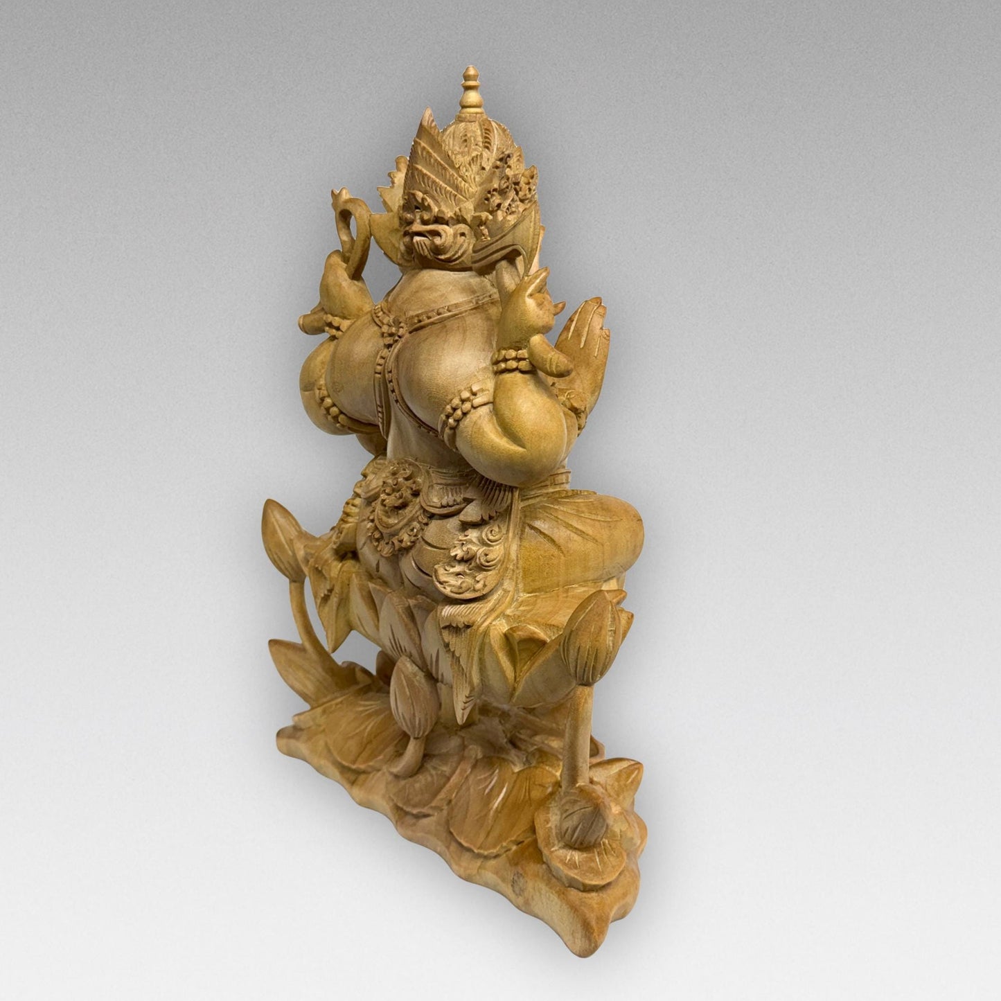 Hand Carved Wood Ganapati Ganesha Statue: Remover of Obstacles, Balinese Hindu Art