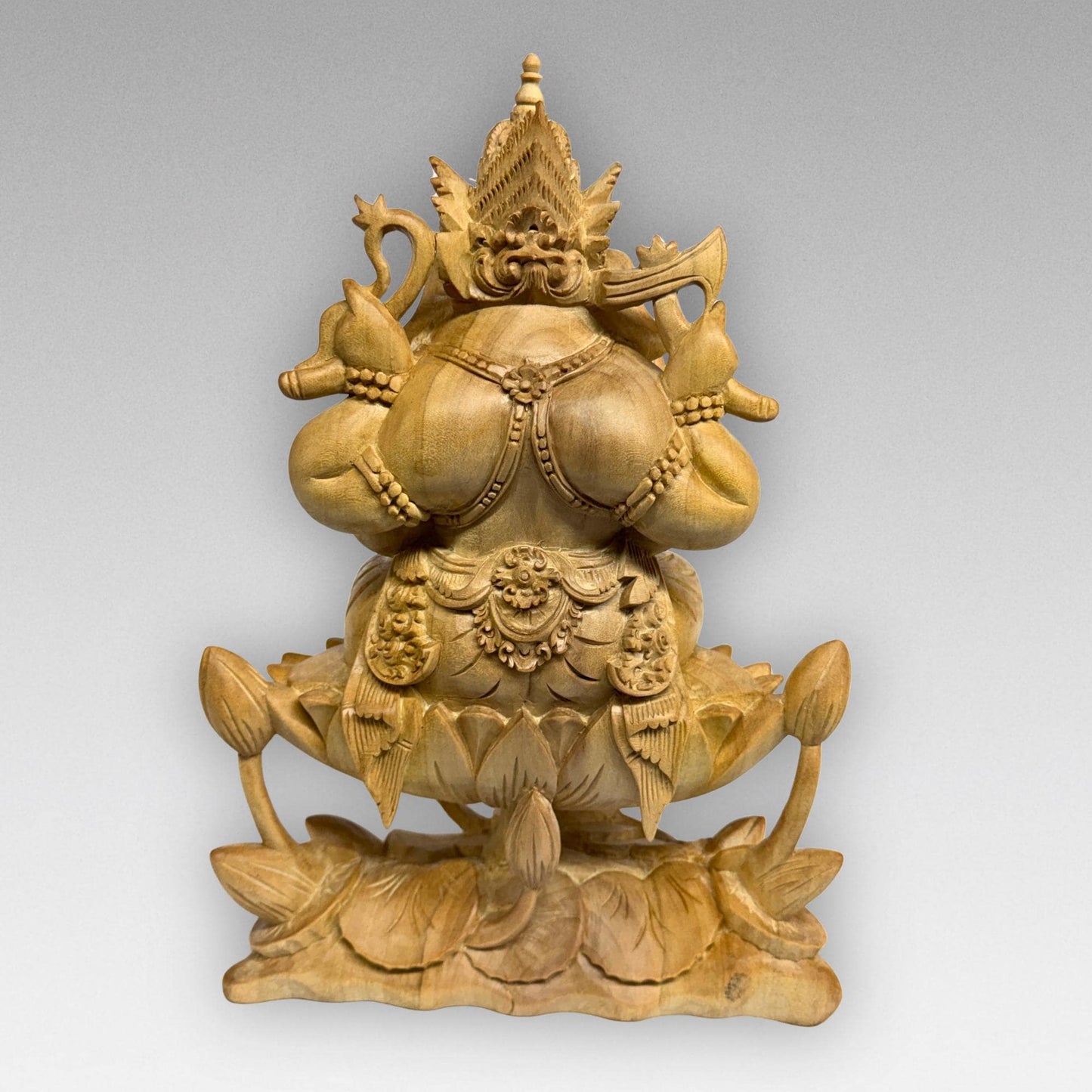 Hand Carved Wood Ganapati Ganesha Statue: Remover of Obstacles, Balinese Hindu Art