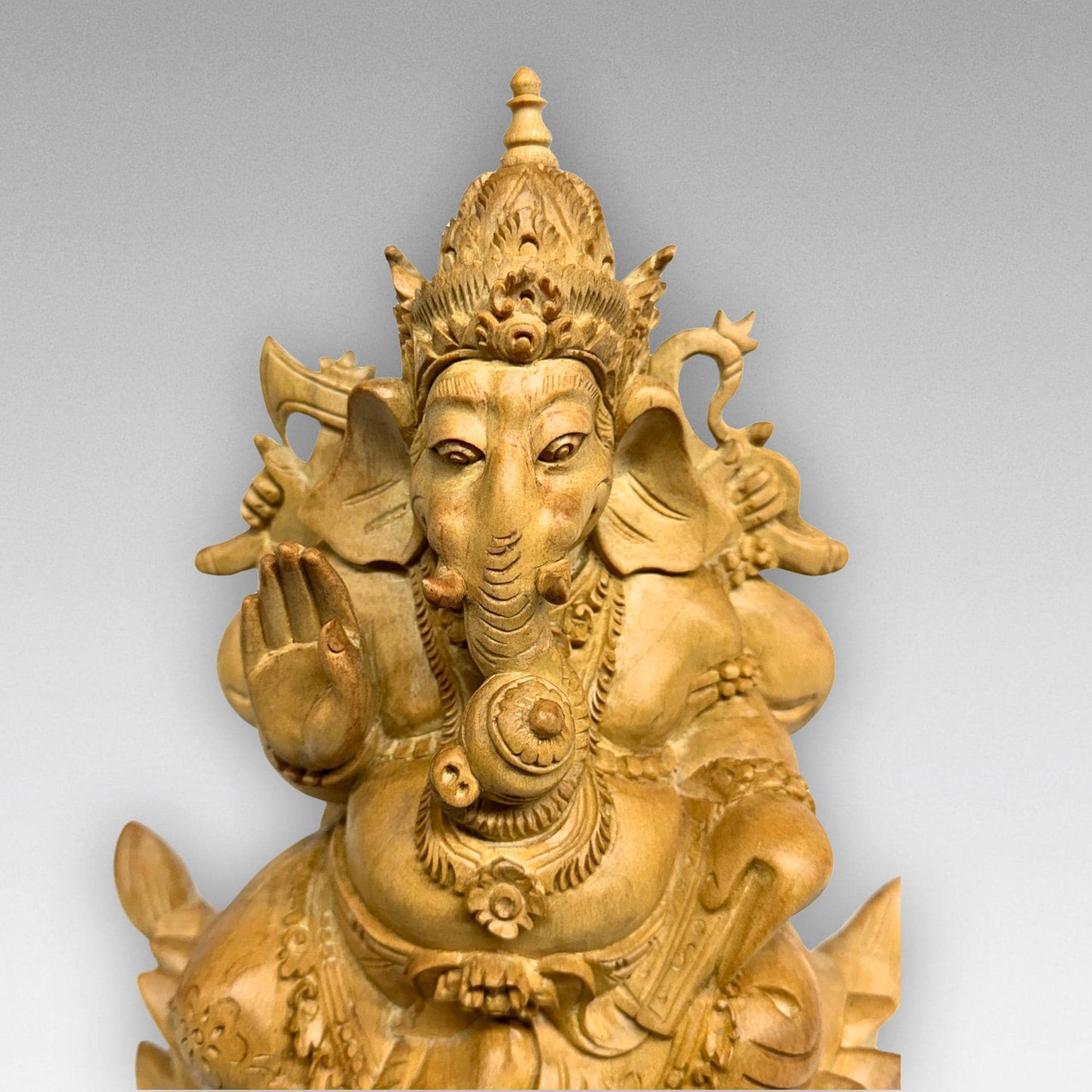 Hand Carved Wood Ganapati Ganesha Statue: Remover of Obstacles, Balinese Hindu Art