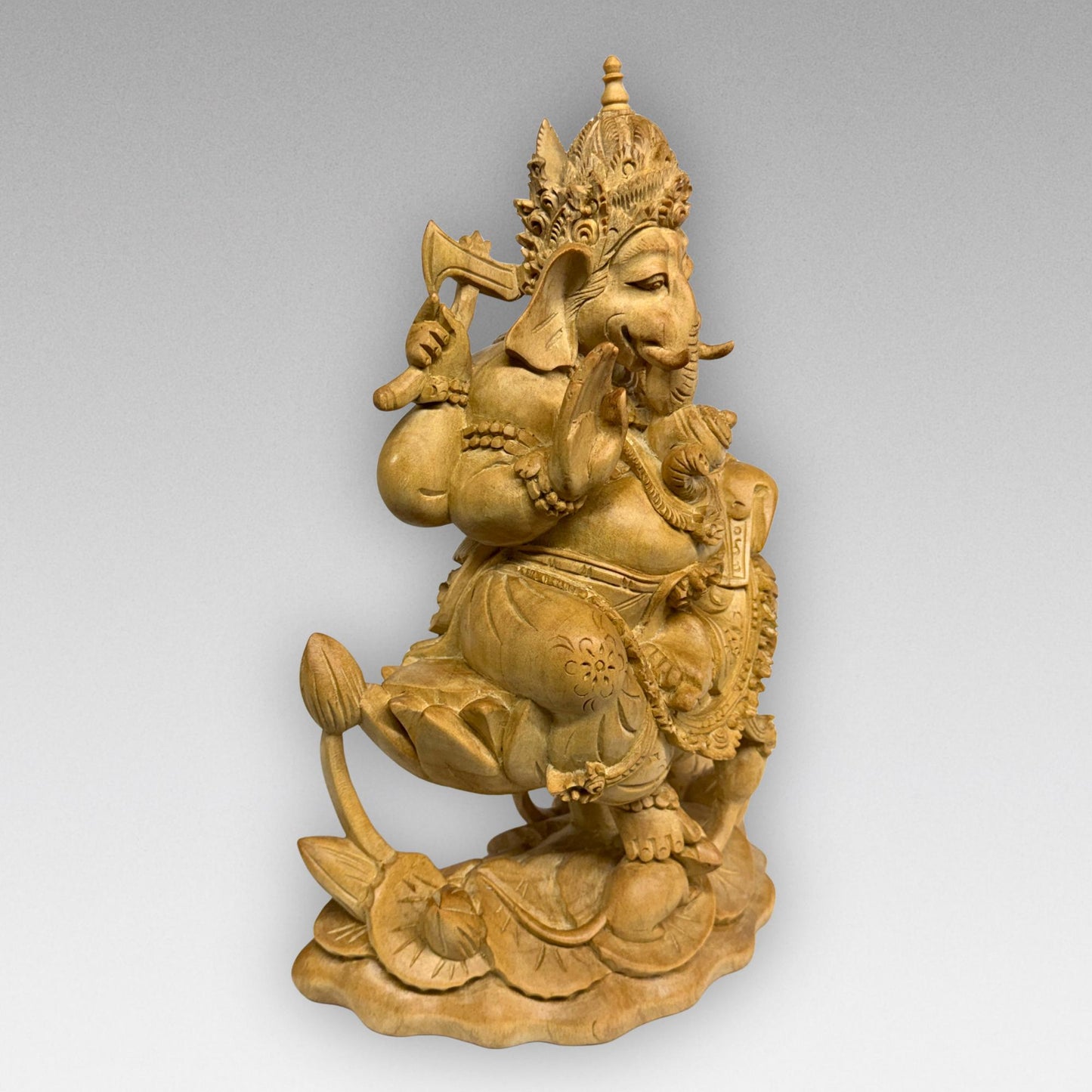 Hand Carved Wood Ganapati Ganesha Statue: Remover of Obstacles, Balinese Hindu Art