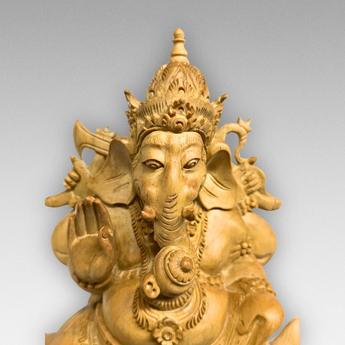 Hand Carved Wood Ganapati Ganesha Statue: Remover of Obstacles, Balinese Hindu Art
