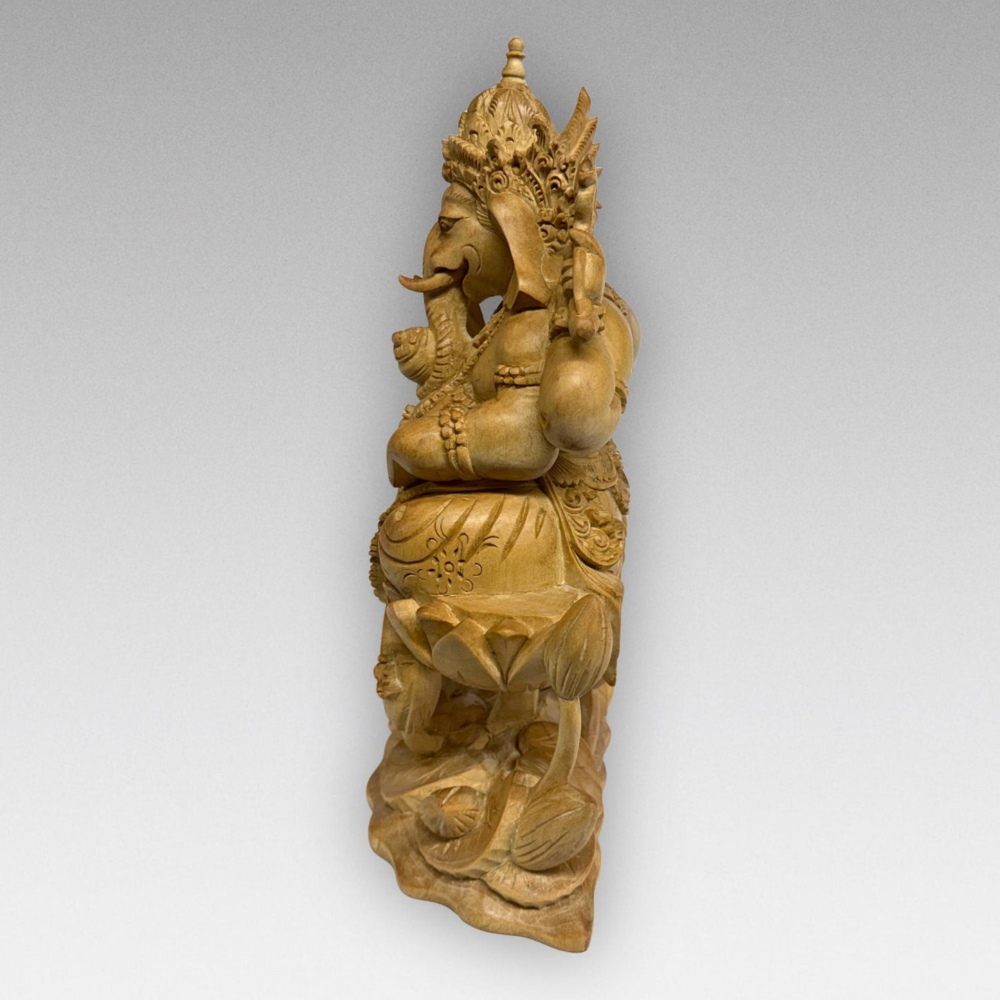 Hand Carved Wood Ganapati Ganesha Statue: Remover of Obstacles, Balinese Hindu Art