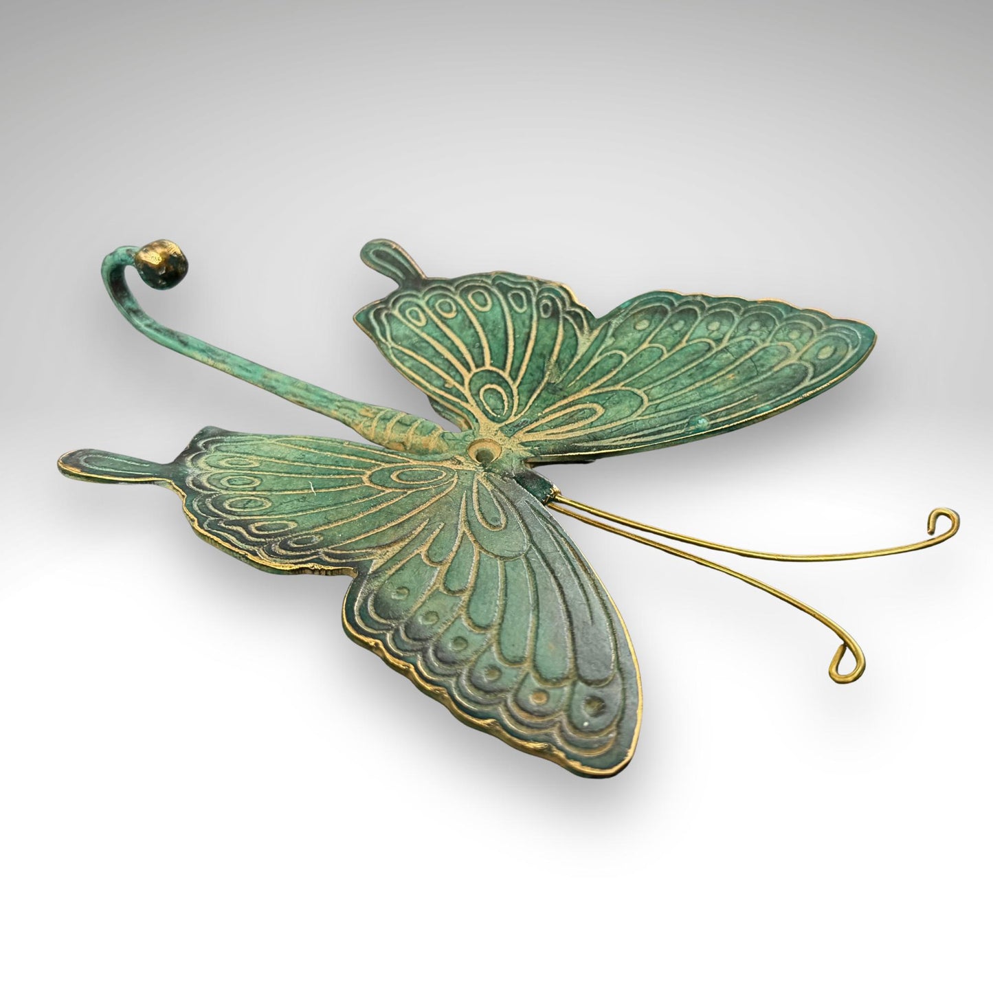 Butterfly Wall Coat Hook Handmade Verdigris Green solid cast Bronze Metal Handmade Balinese Art