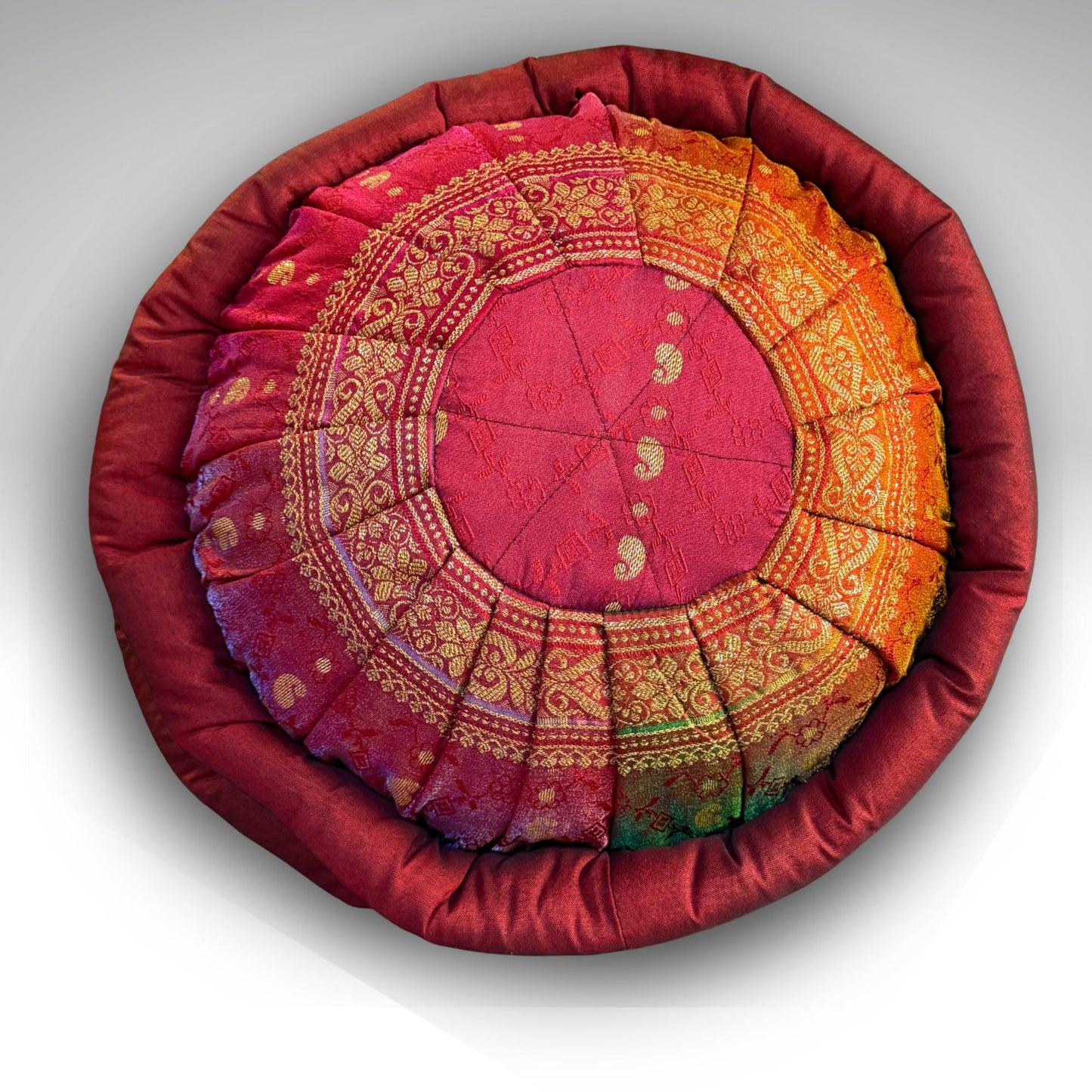Handwoven Sari Throw Pillow: Organic Kapok Filled Floor Cushion