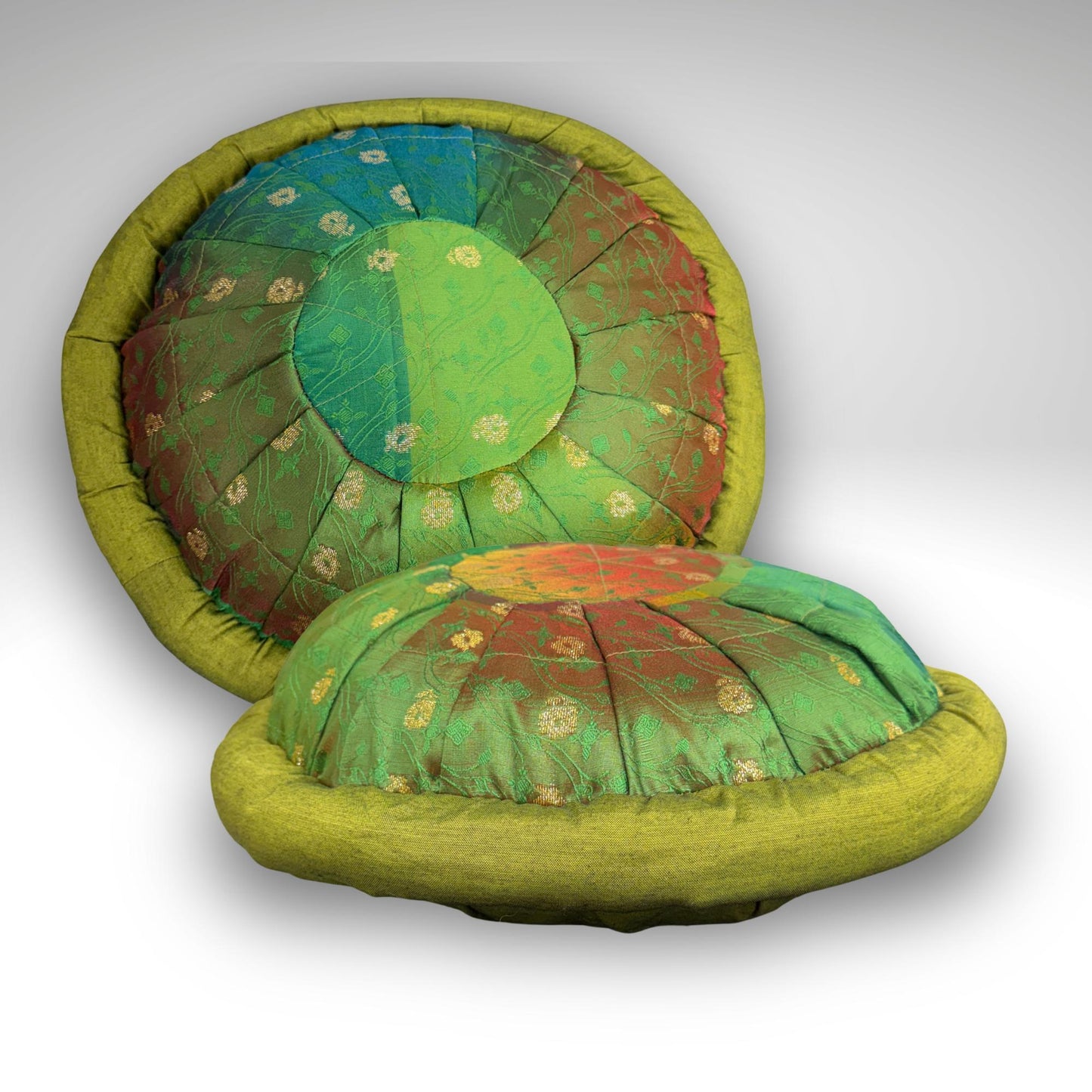 Handwoven Sari Throw Pillow: Organic Kapok Filled Floor Cushion