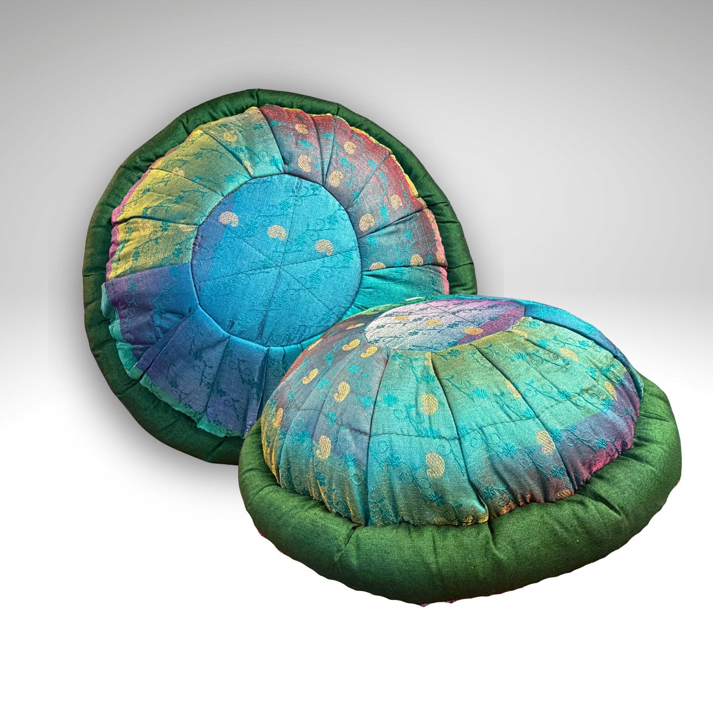 Handwoven Sari Throw Pillow: Organic Kapok Filled Floor Cushion