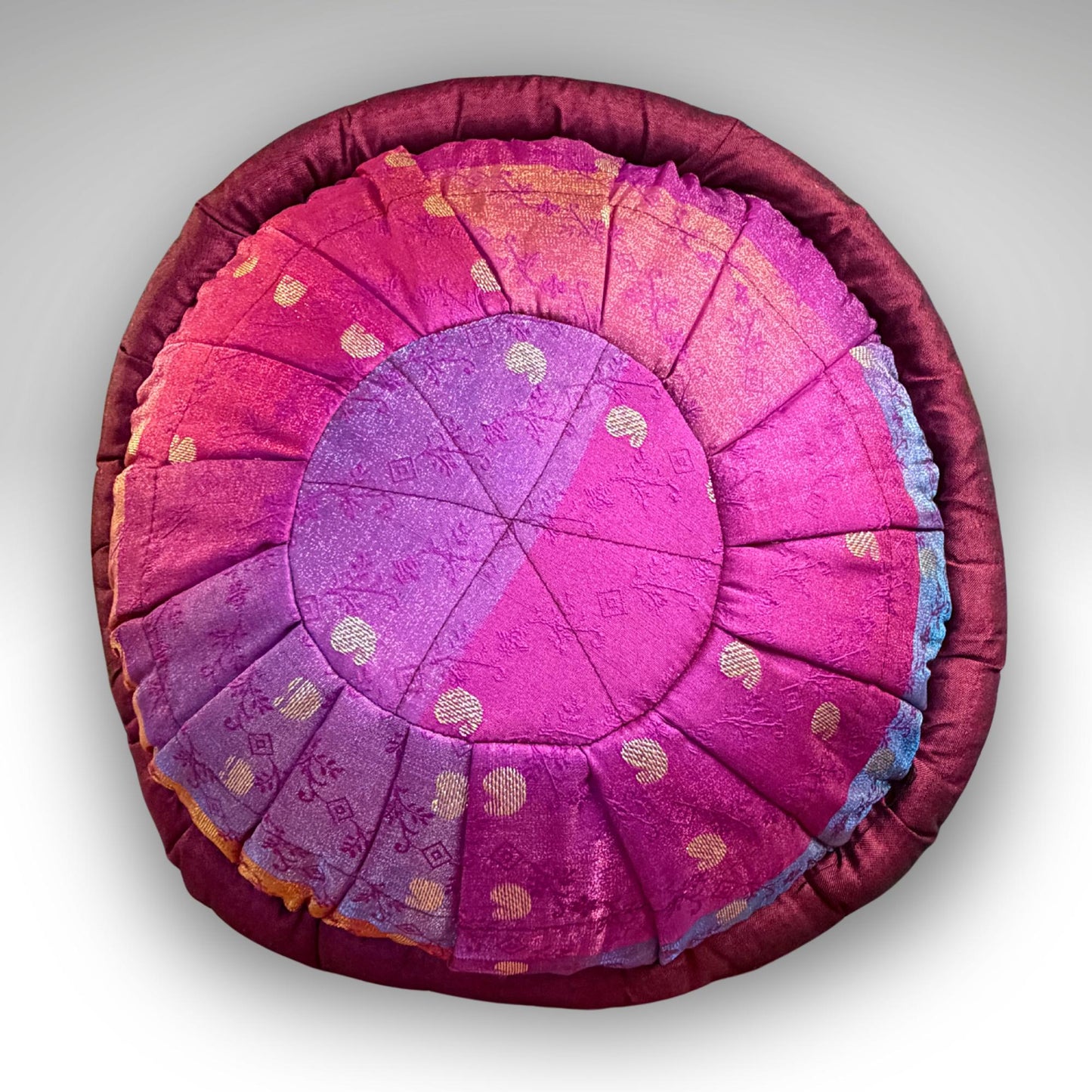 Handwoven Sari Throw Pillow: Organic Kapok Filled Floor Cushion