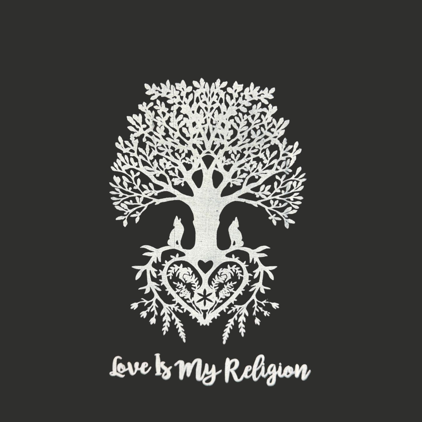 Love is My Religion Woven Abaca Fiber Banner: Tree of Life Affirmation Wall Art