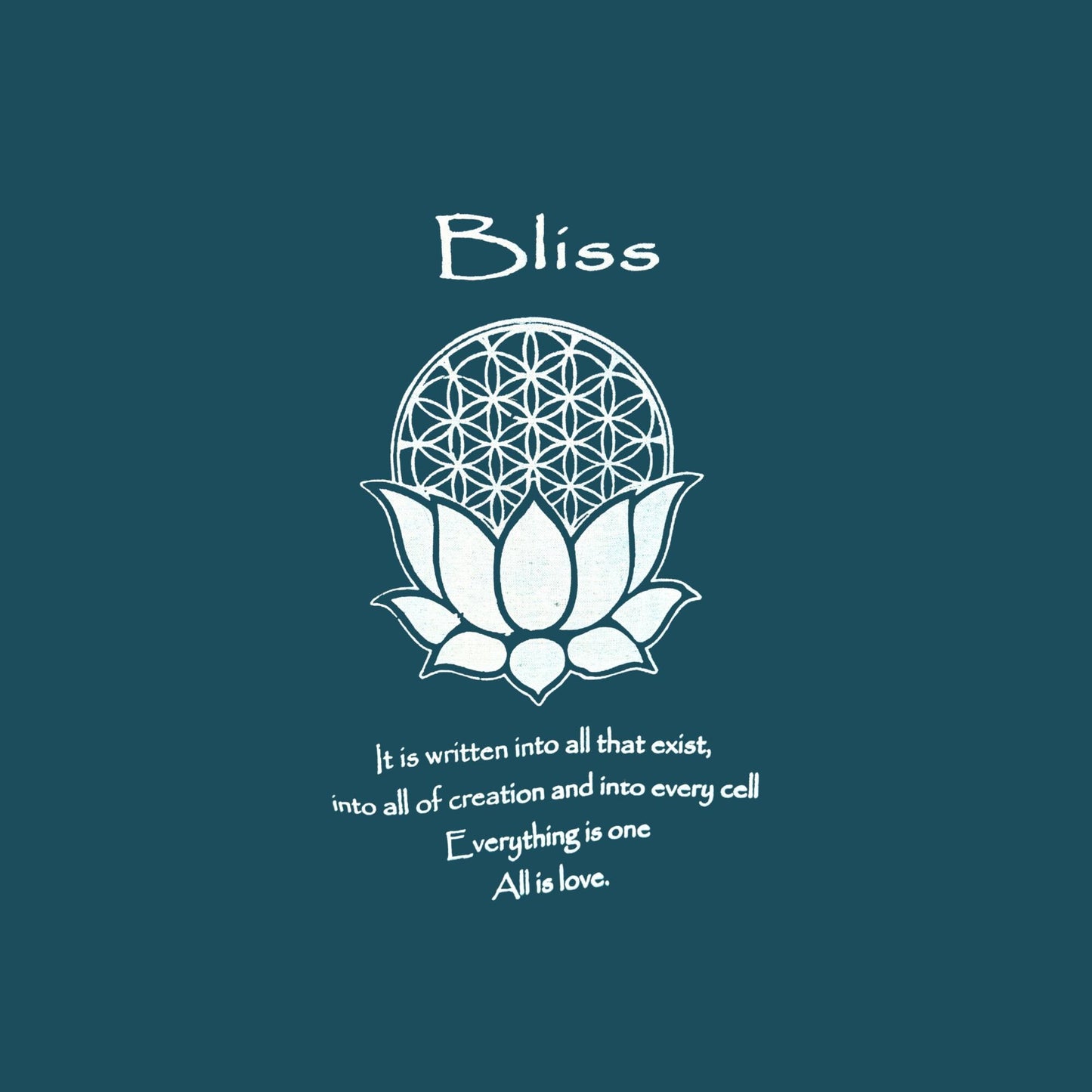 Teal All is Love Hand-Woven Abaca Fiber Flower of Life Affirmation Wall Art