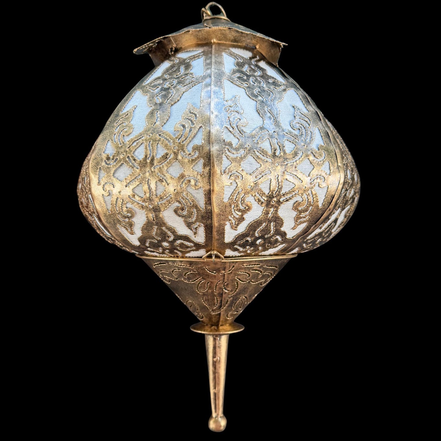 Bohemian Lotus  Lamp,  Metal Moroccan Style Lantern, Burnished Gold