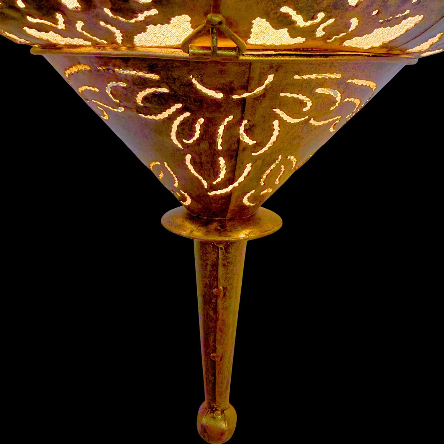 Bohemian Lotus  Lamp,  Metal Moroccan Style Lantern, Burnished Gold