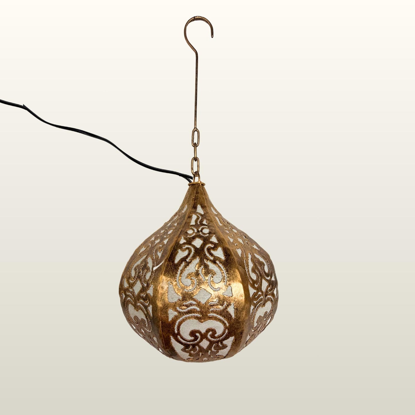 Bohemian Lotus Pendant  Lamp,  Hanging  Moroccan Style metal Lantern, Burnished Gold