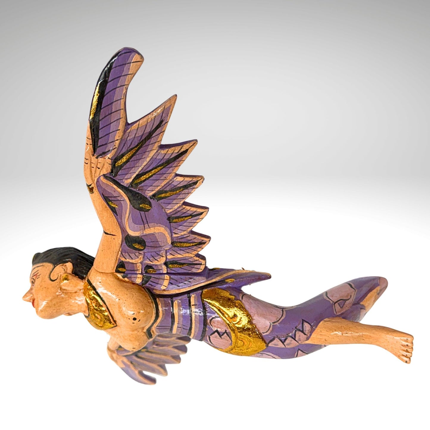 Flying Winged Dewi Sri Goddess Mobile Crib Angel Carved Wood Bali art Pink 8"