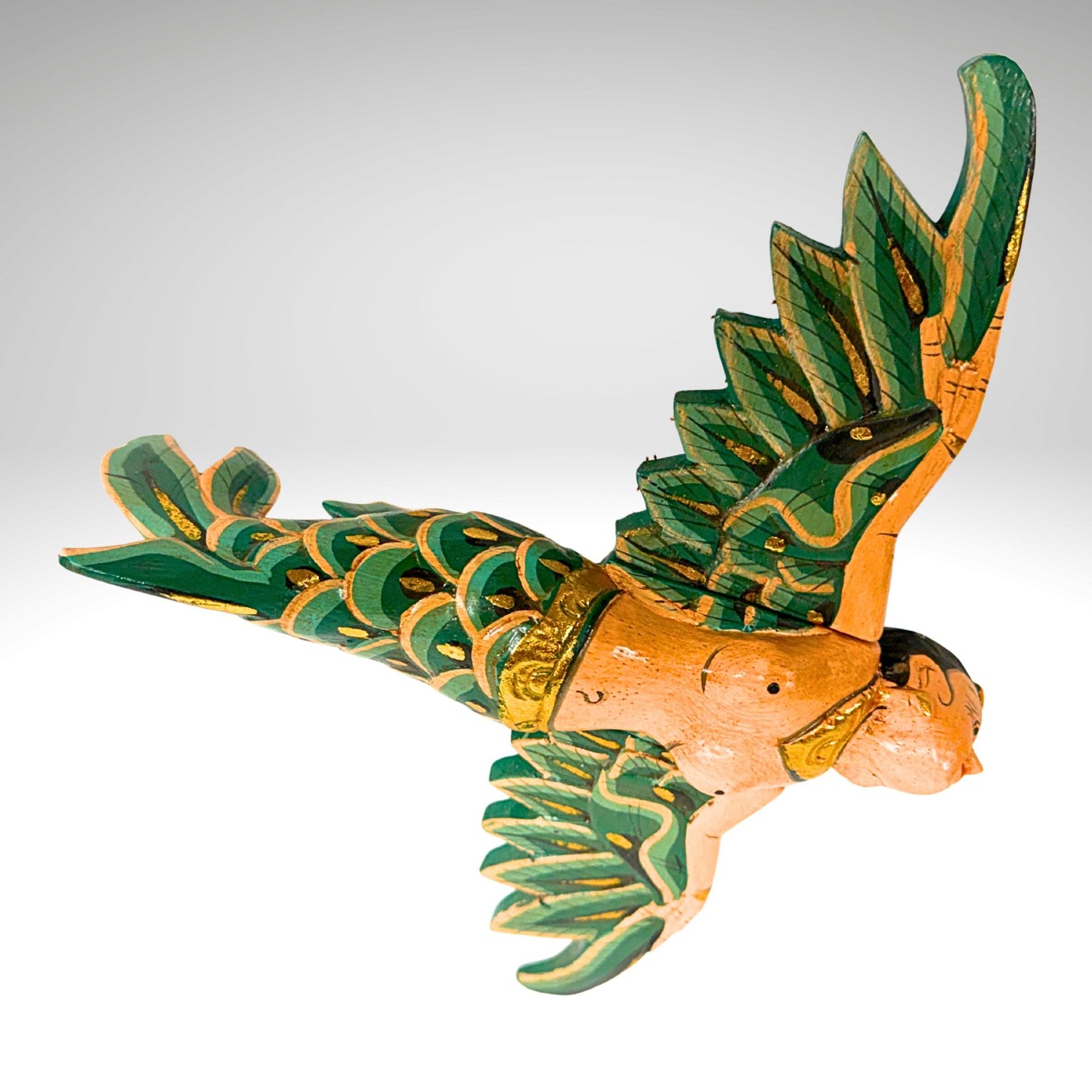 Balinese Flying Mermaid Goddess Spiritchaser Mobile: Hand Carved Wood, Bali Folk Art 8"