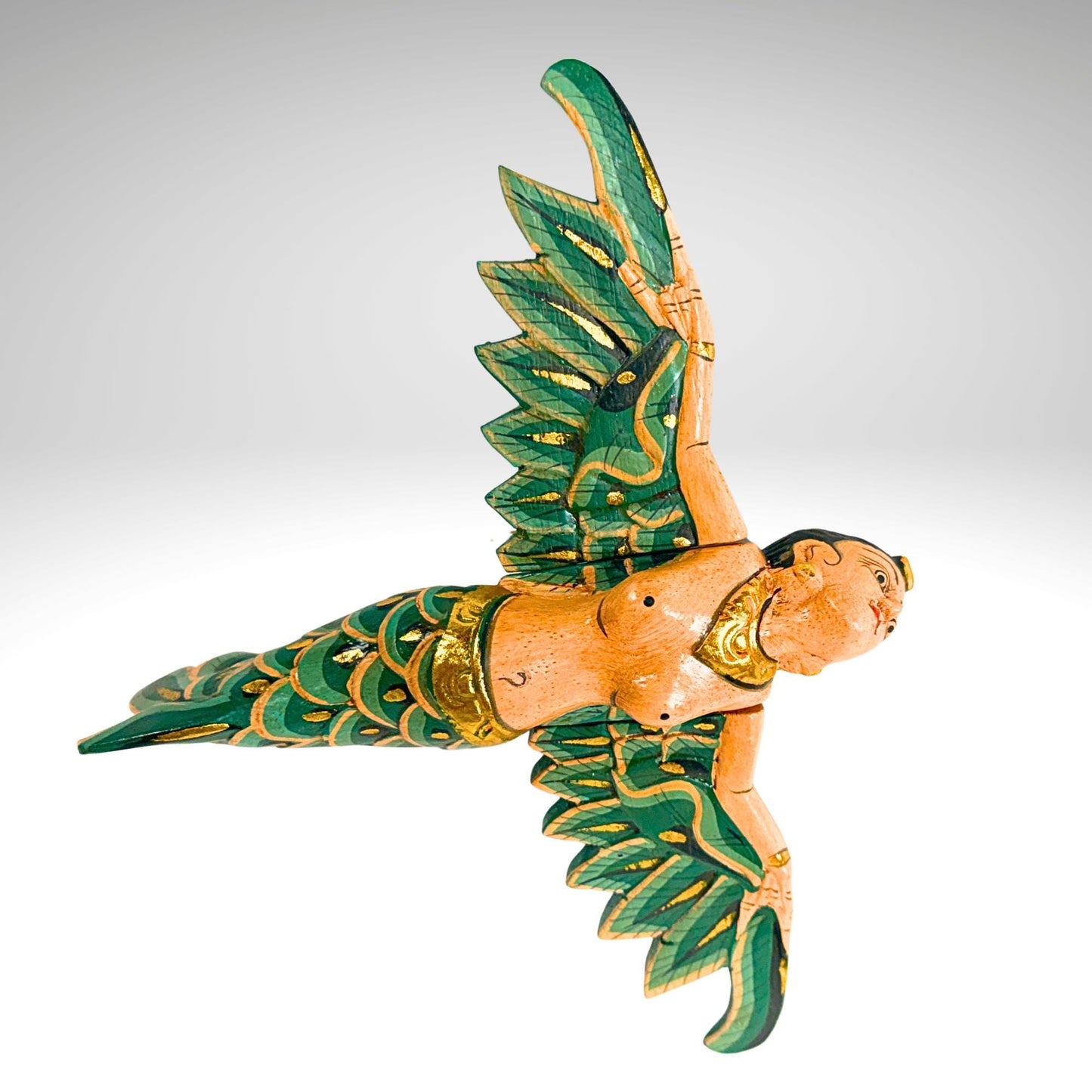 Balinese Flying Mermaid Goddess Spiritchaser Mobile: Hand Carved Wood, Bali Folk Art 8"