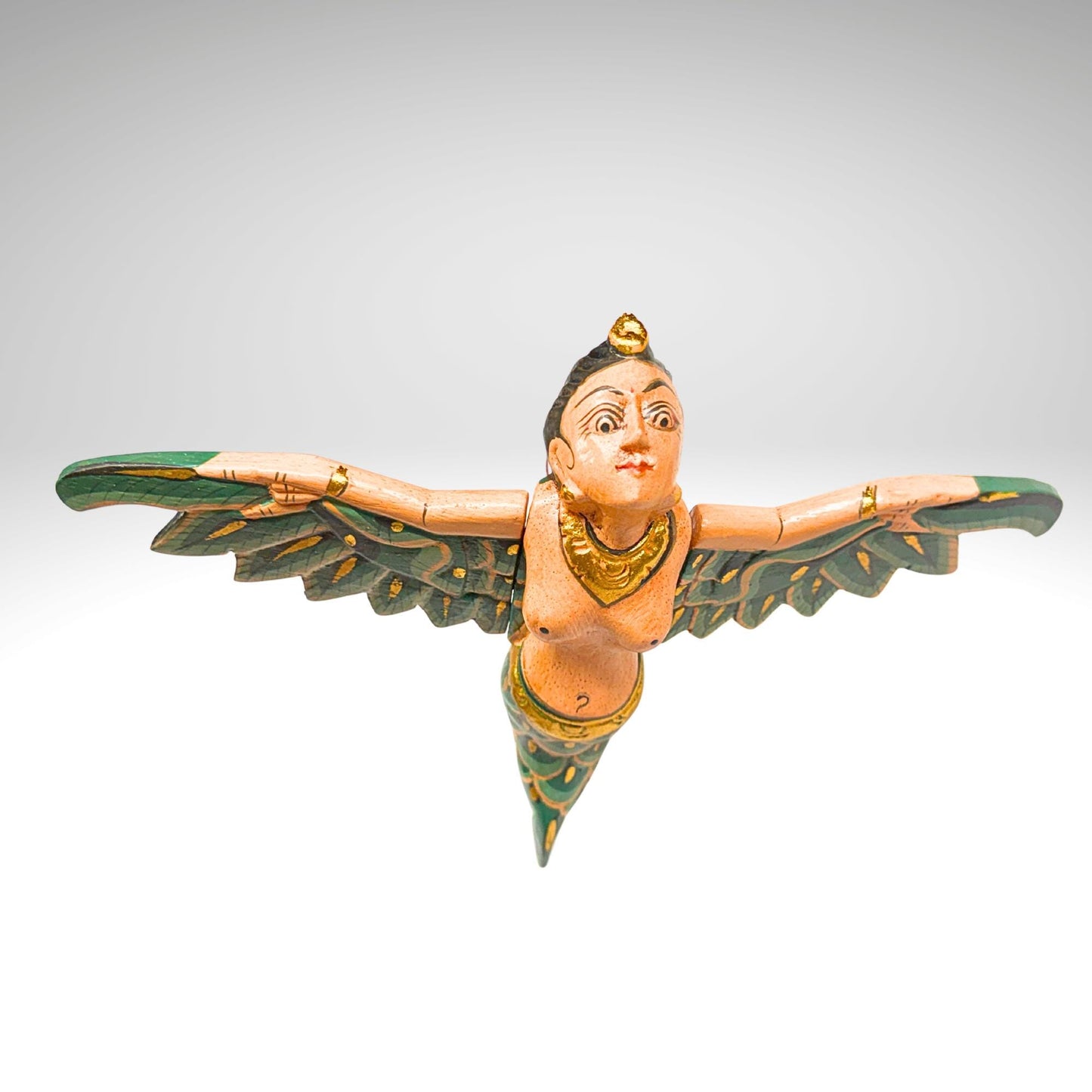 Balinese Flying Mermaid Goddess Spiritchaser Mobile: Hand Carved Wood, Bali Folk Art 8"