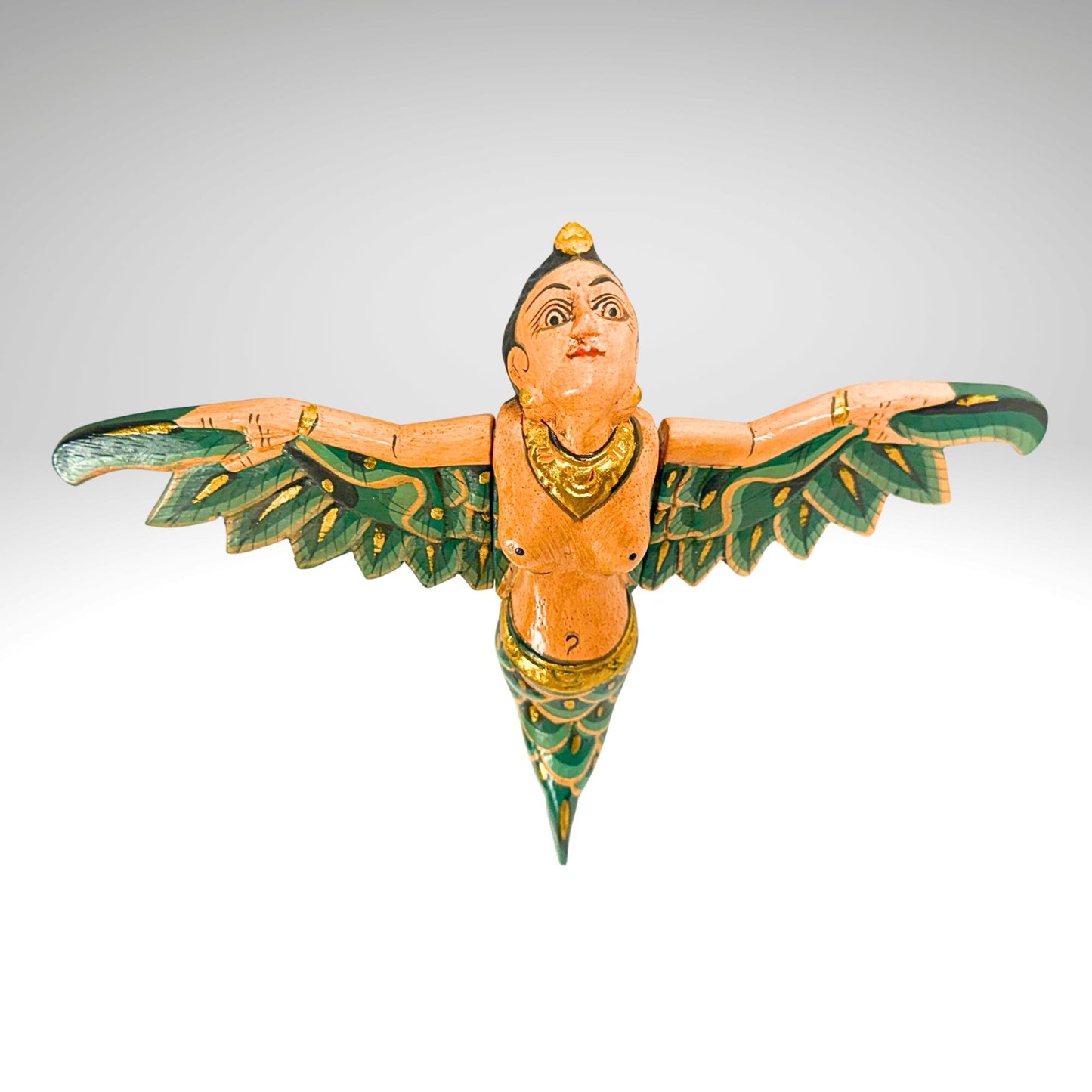 Balinese Flying Mermaid Goddess Spiritchaser Mobile: Hand Carved Wood, Bali Folk Art 8"