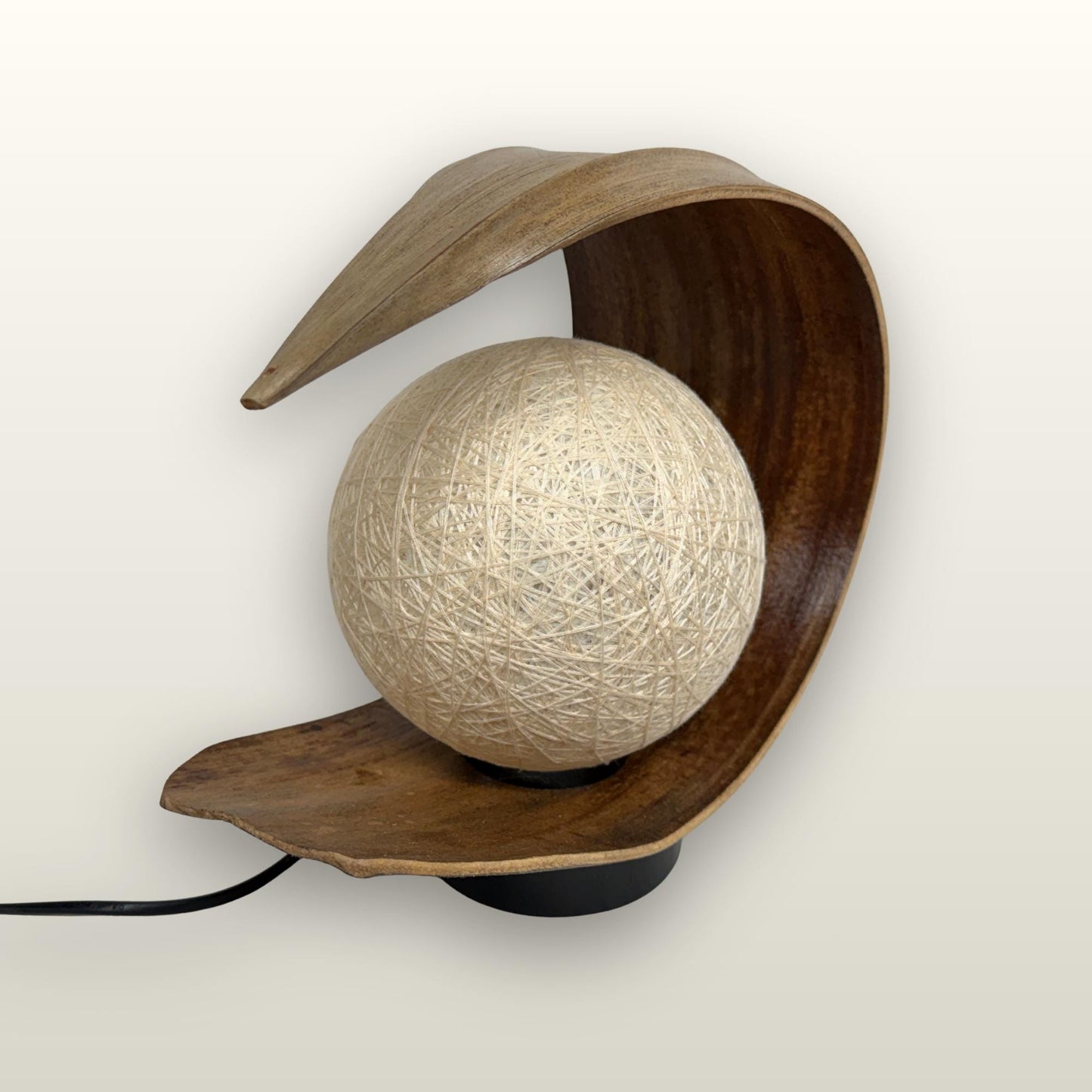 Crescent Moon Palm Frond Accent Lamp: Natural Organic Boho Decor