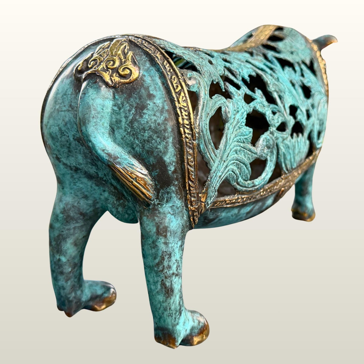 Stylized Bronze Pig Sculpture - Balinese Art lost wax Cast Statue