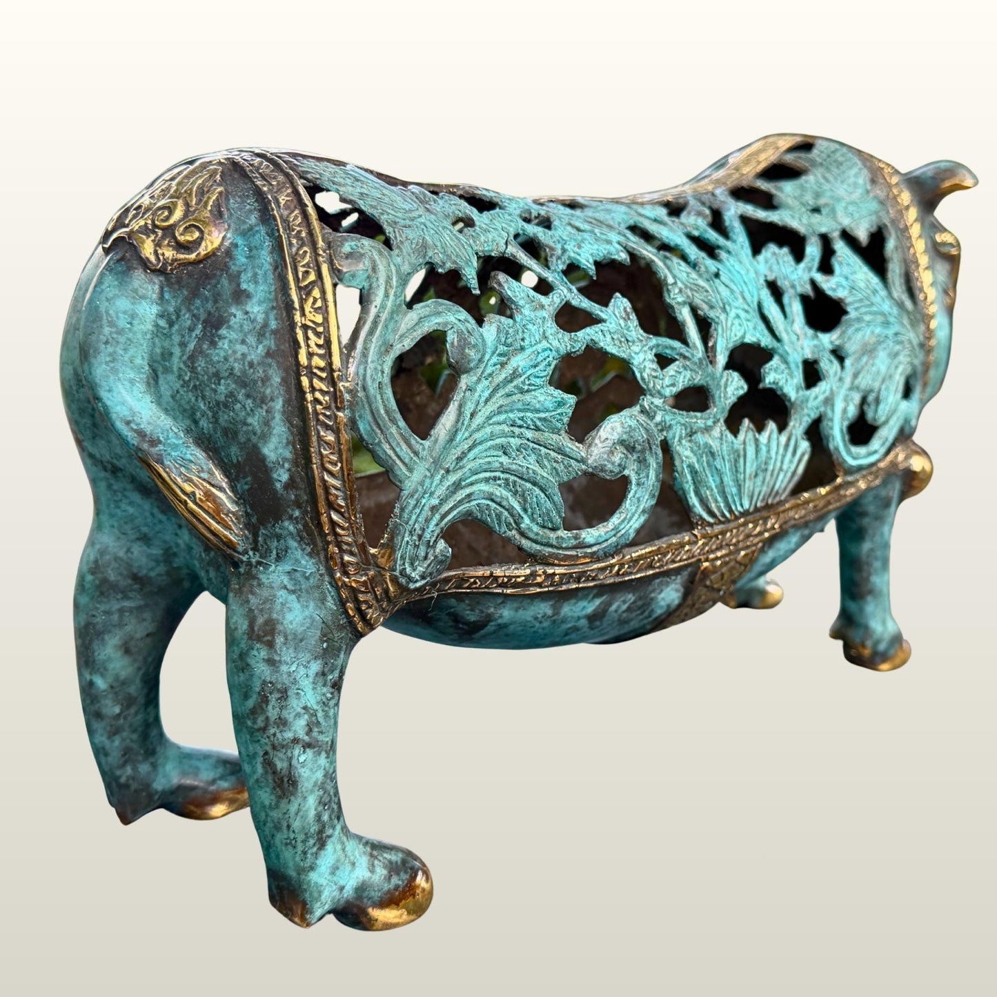Stylized Bronze Pig Sculpture - Balinese Art lost wax Cast Statue