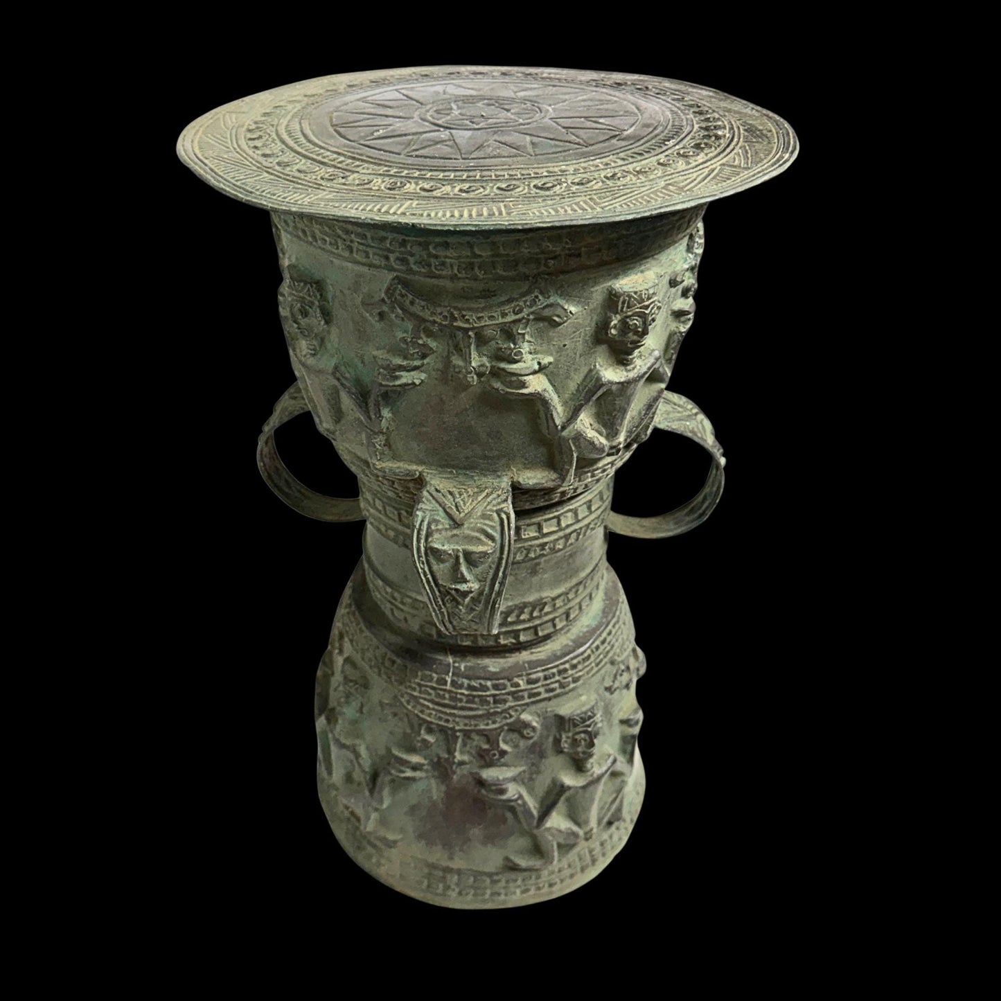 Vintage Balinese Bronze Rain Drum Side Table: Indonesian Art