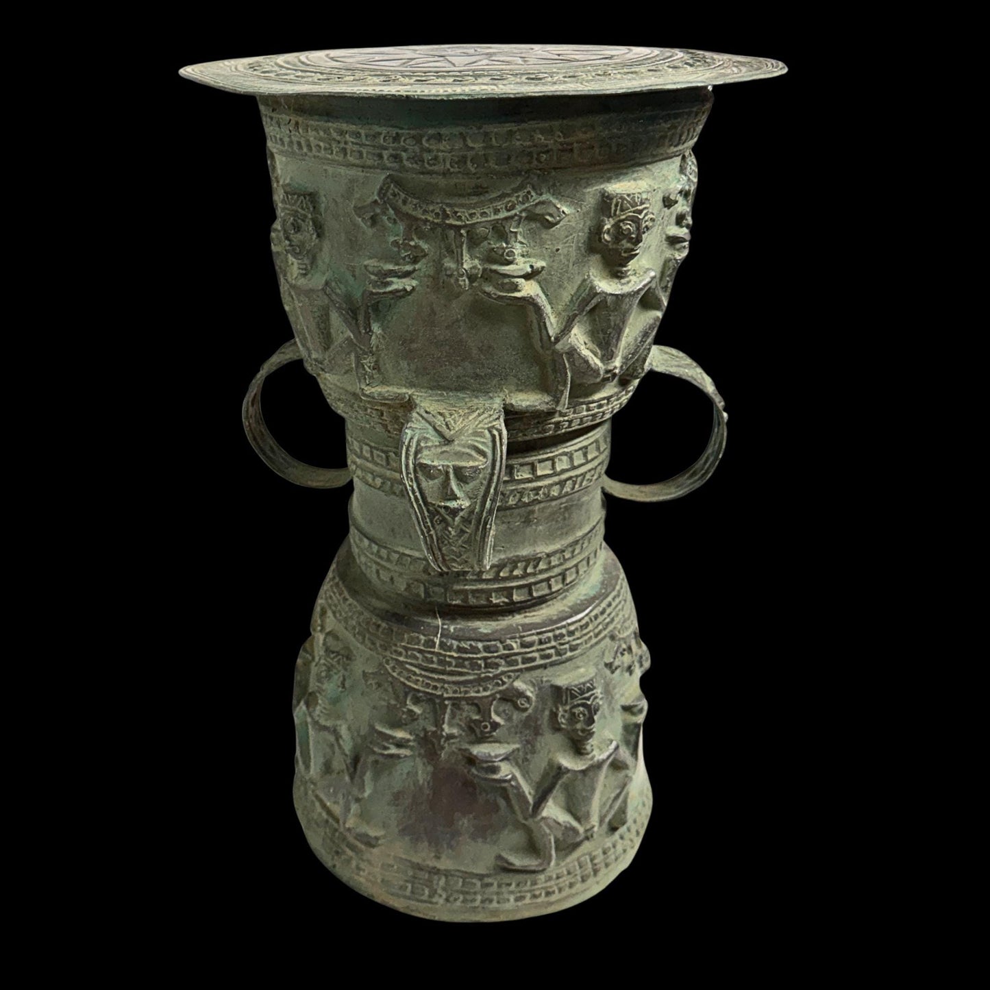 Vintage Balinese Bronze Rain Drum Side Table: Indonesian Art