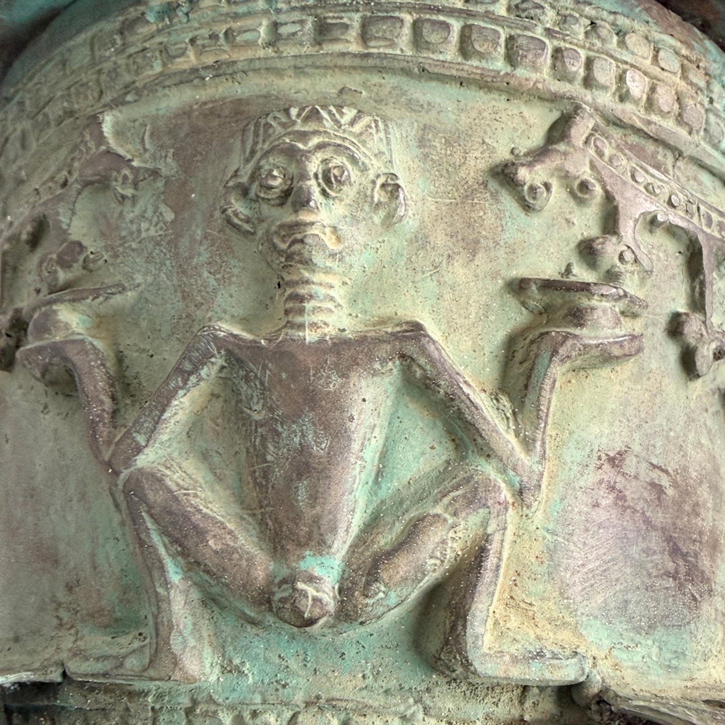 Vintage Balinese Bronze Rain Drum Side Table: Indonesian Art