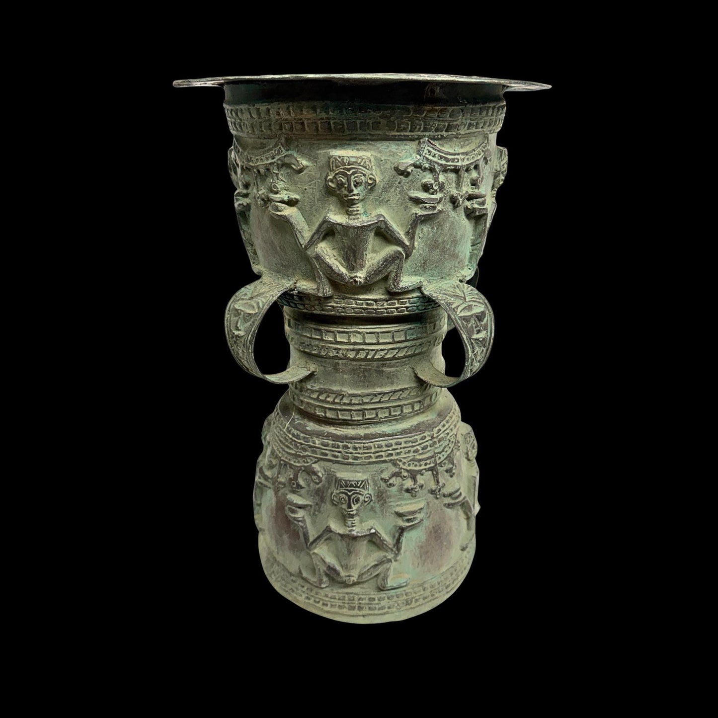 Vintage Balinese Bronze Rain Drum Side Table: Indonesian Art