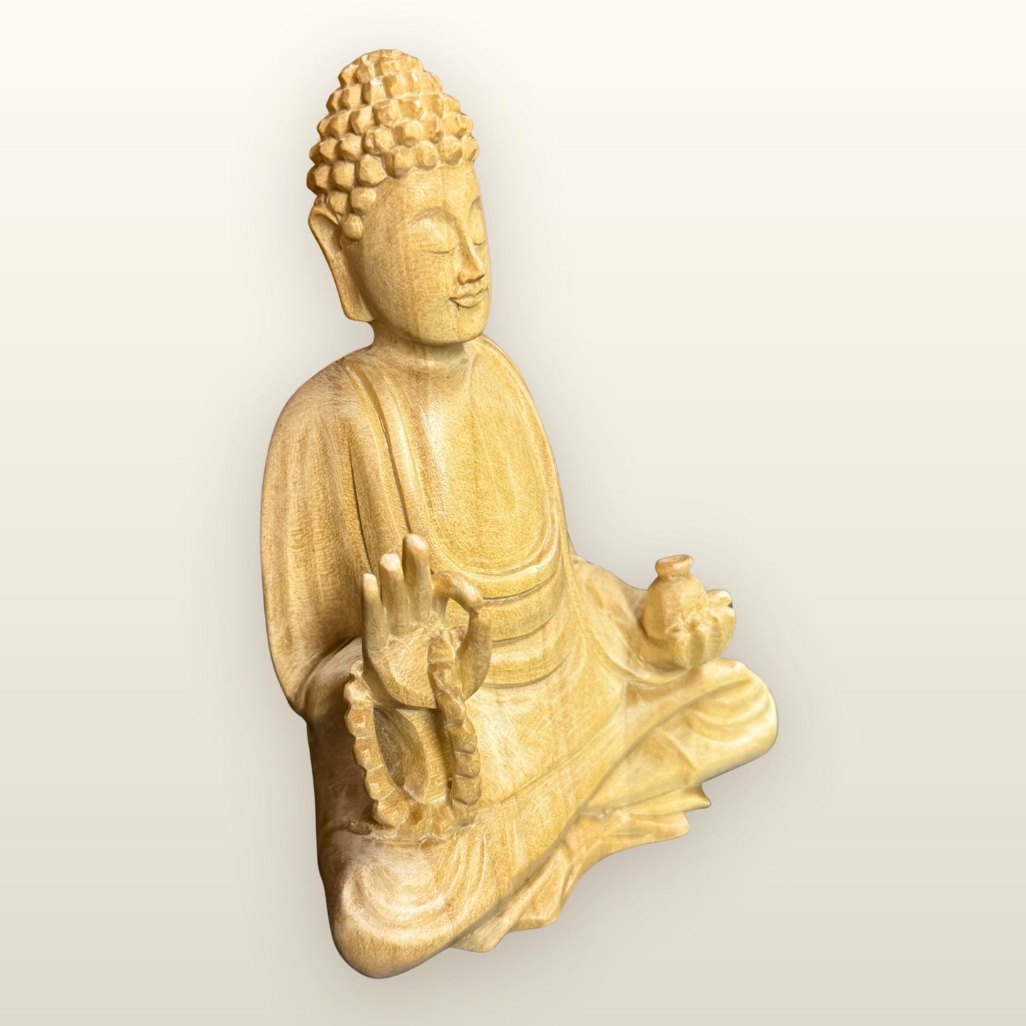 Teaching Buddha Sculpture Hand Carved Wood - Balinese Wood Carving - Buddhist Art