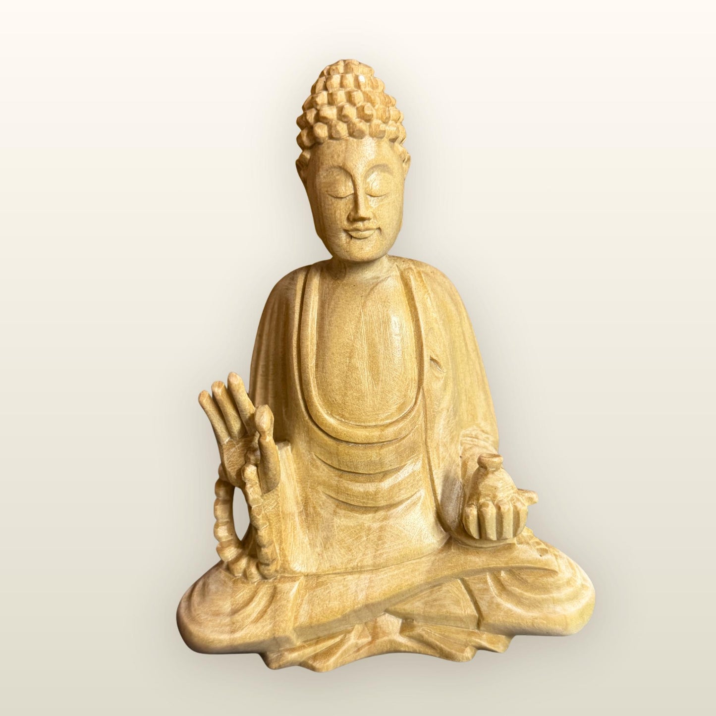 Teaching Buddha Sculpture Hand Carved Wood - Balinese Wood Carving - Buddhist Art