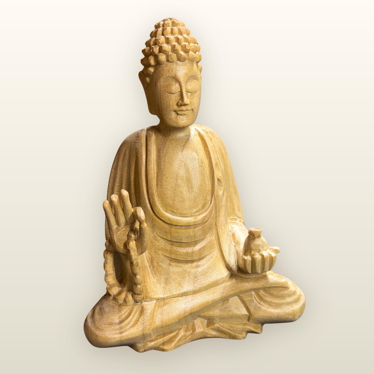 Teaching Buddha Sculpture Hand Carved Wood - Balinese Wood Carving - Buddhist Art