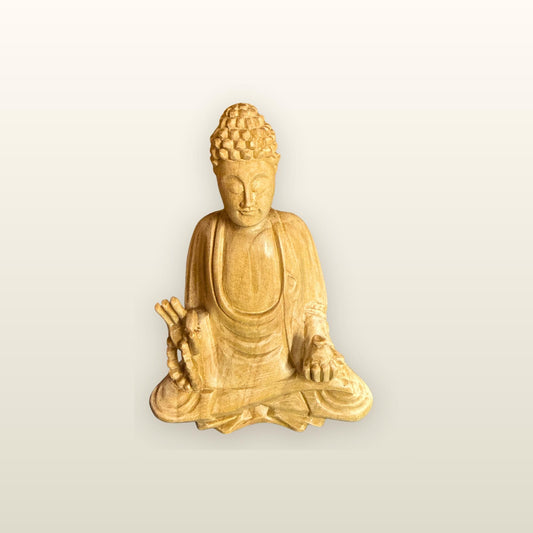 Teaching Buddha Sculpture Hand Carved Wood - Balinese Wood Carving - Buddhist Art
