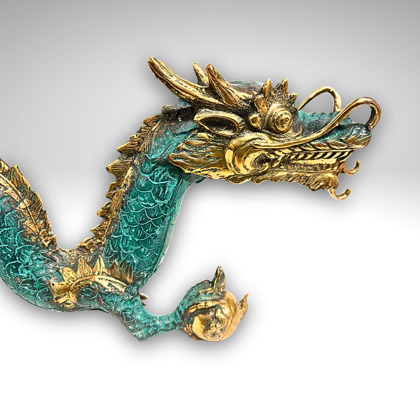 Cosmic Dragon Naga Pearl Bronze Candelabra Statue Candle holder