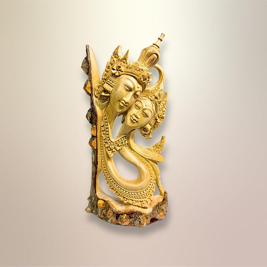 Balinese Rama Sita Lovers Statue Hand Carved Wood carving Sculpture Bali Art - Acadia World Traders