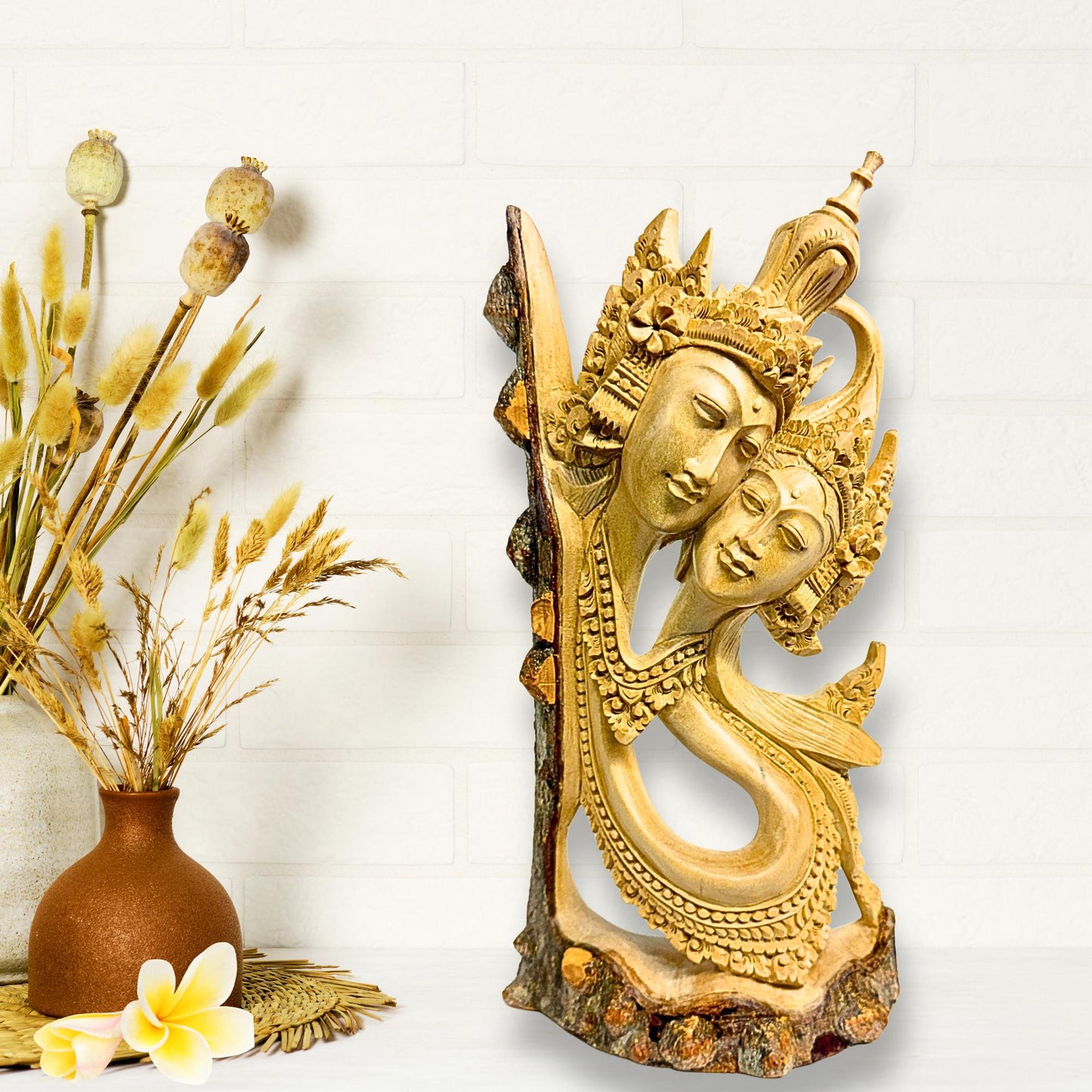 Balinese Rama Sita Lovers Statue Hand Carved Wood carving Sculpture Bali Art